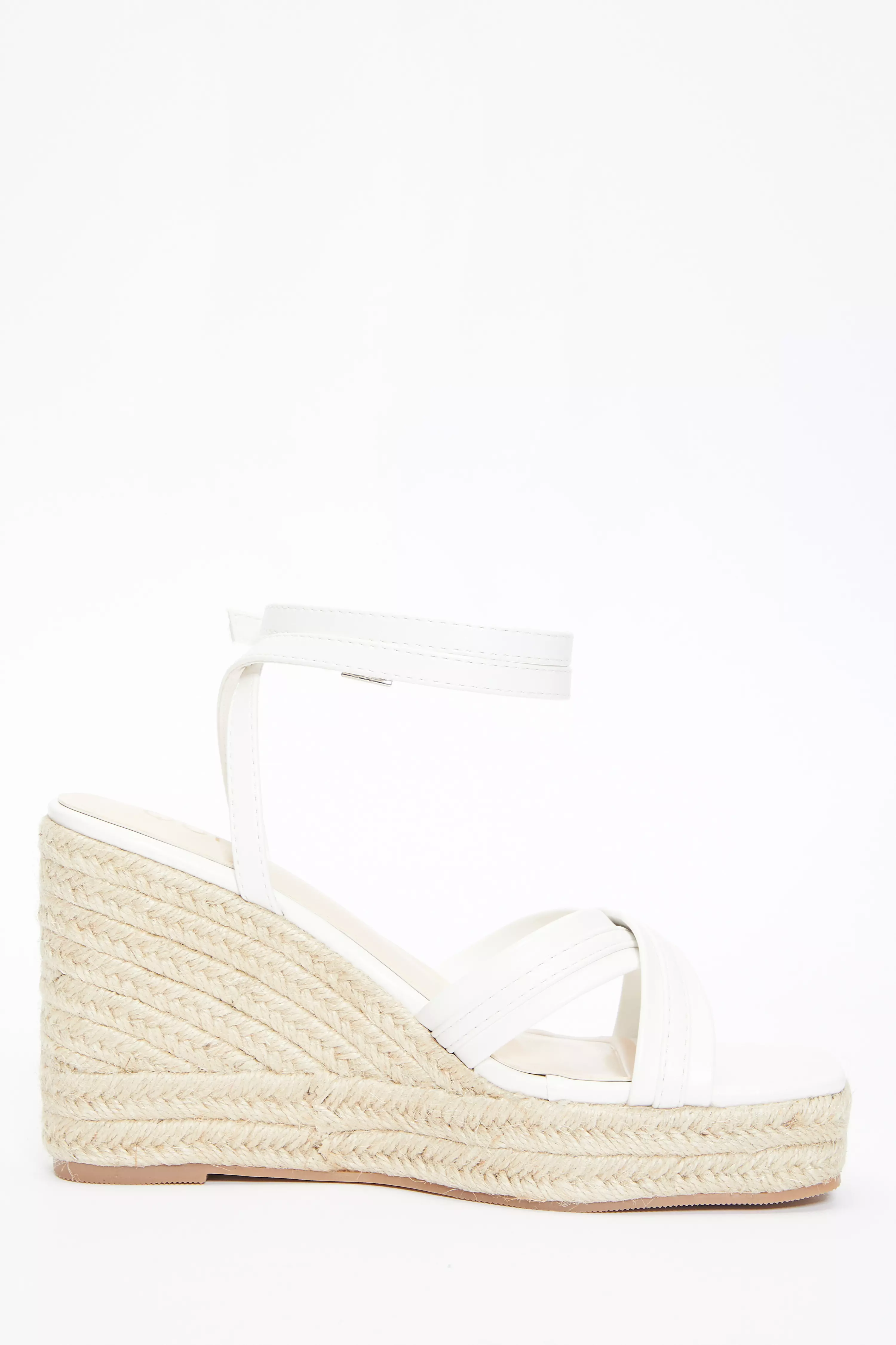 White Cross Strap Wedges