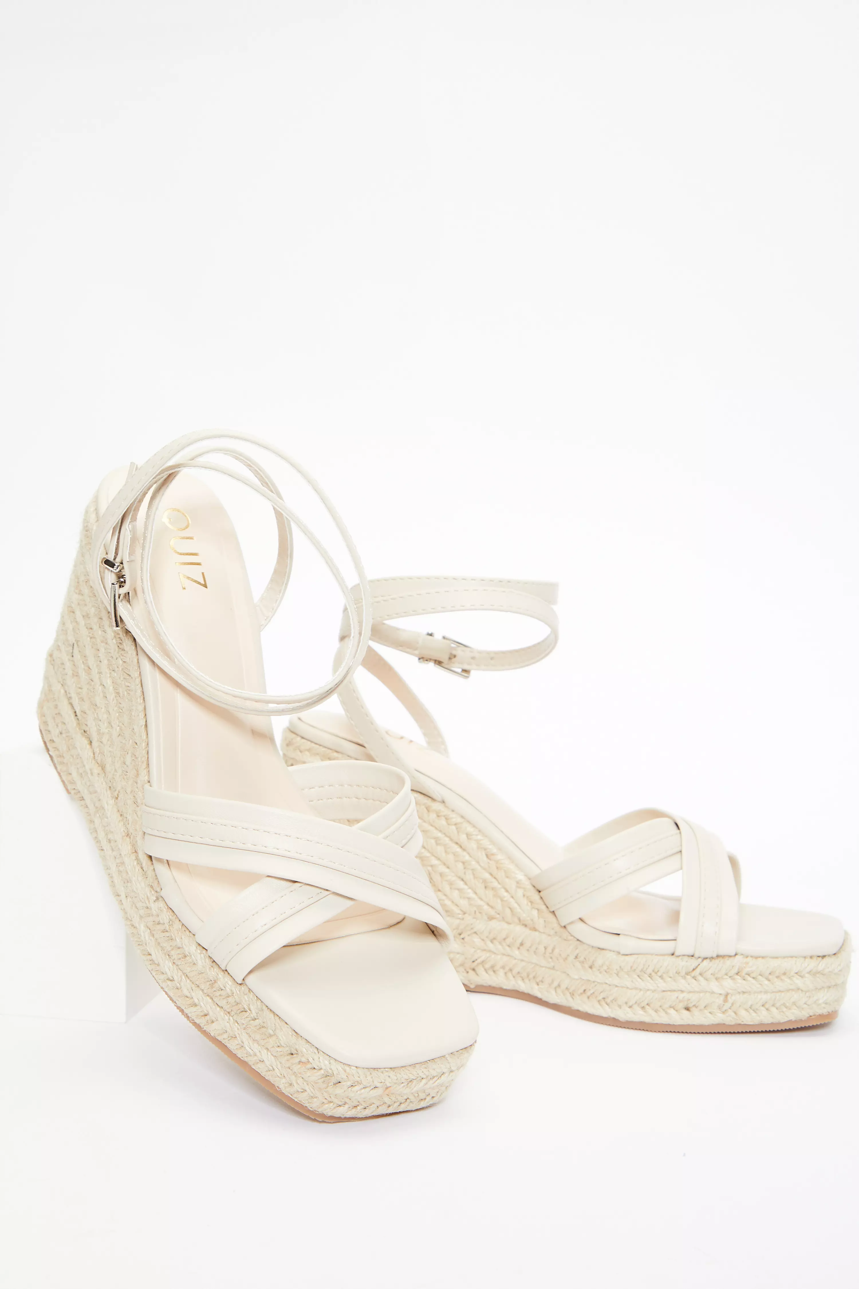 Nude Cross Strap Wedges