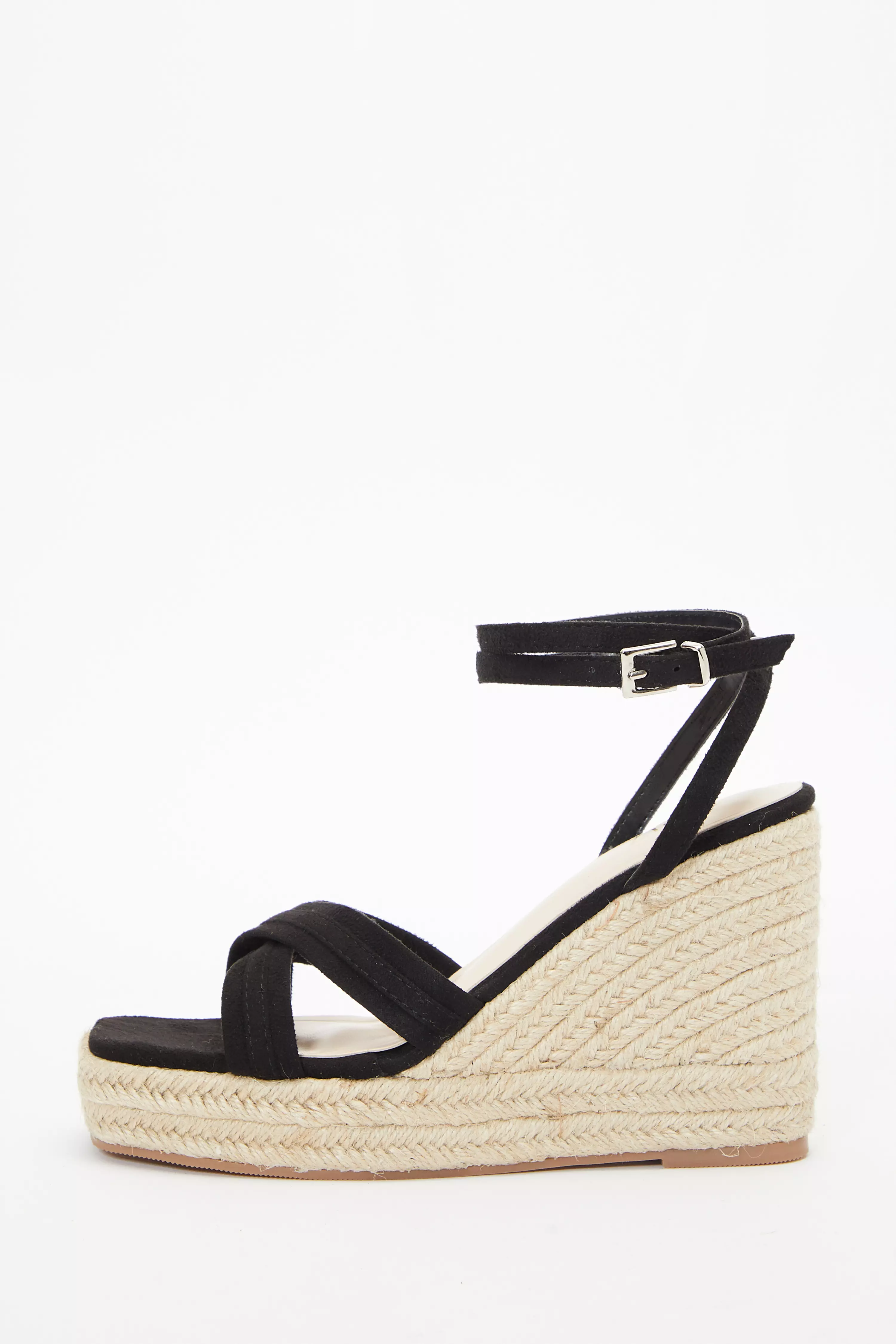 Black Cross Strap Wedges