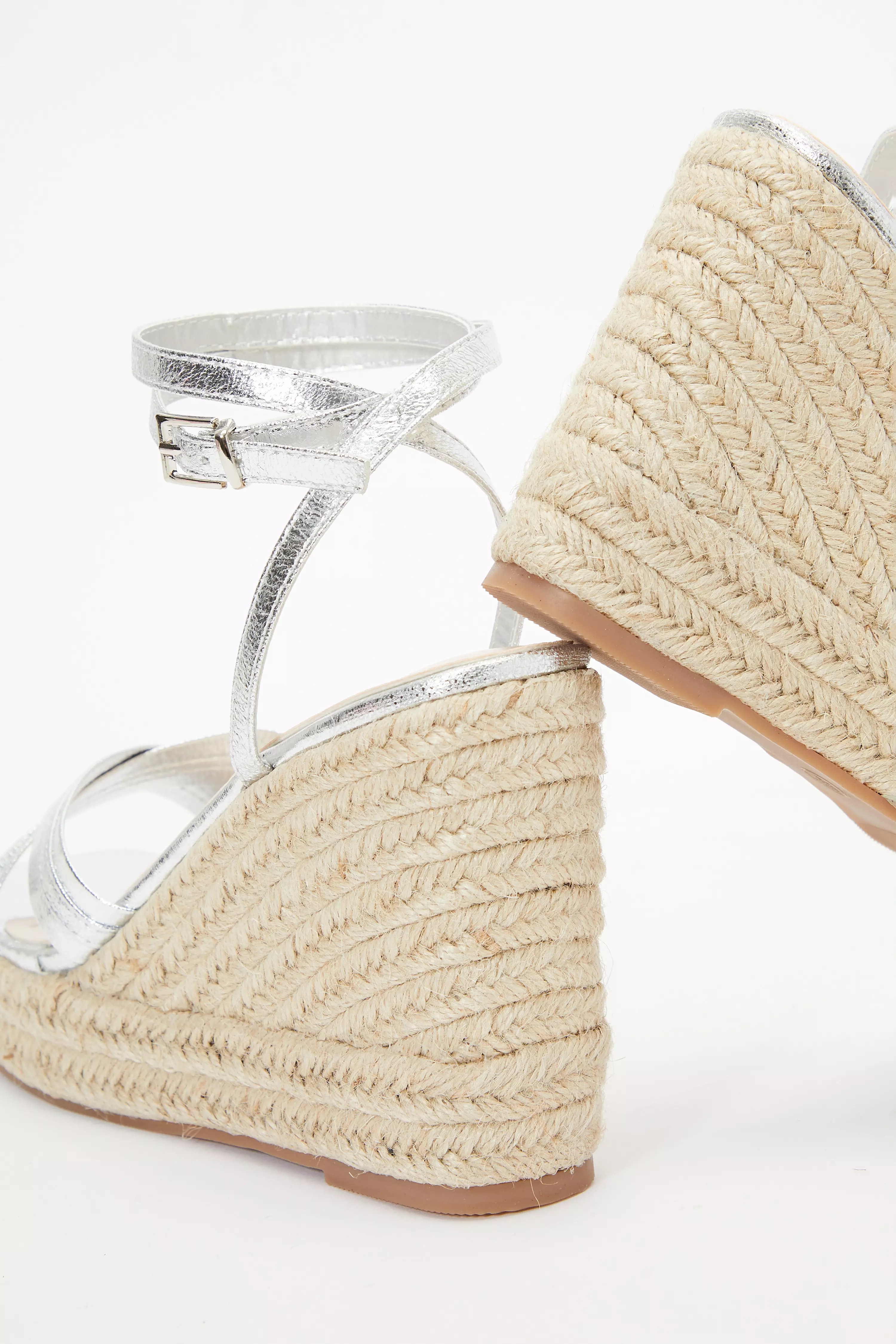 Silver Cross Strap Wedges