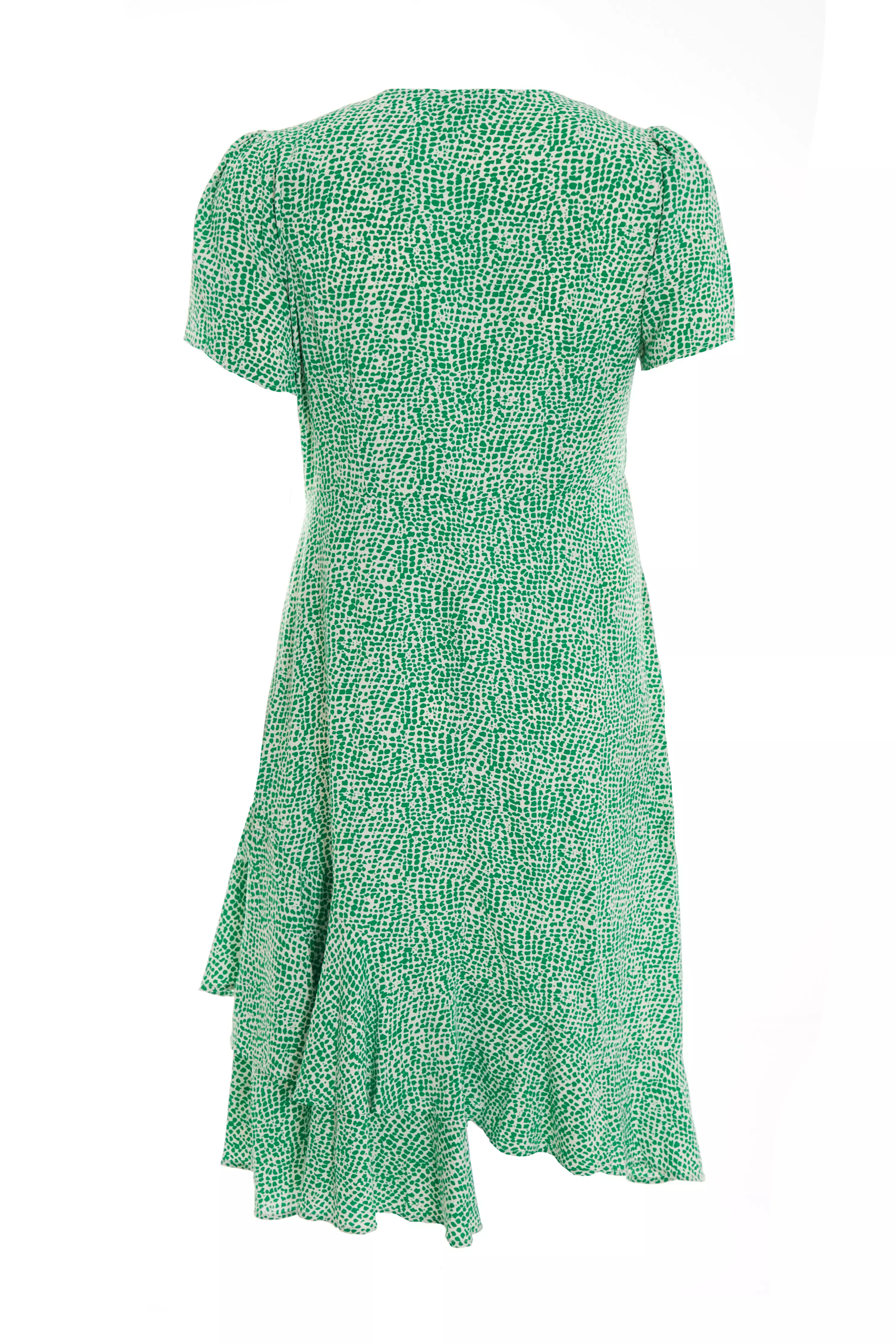 Curve Green Polka Dot Frill Midi Dress