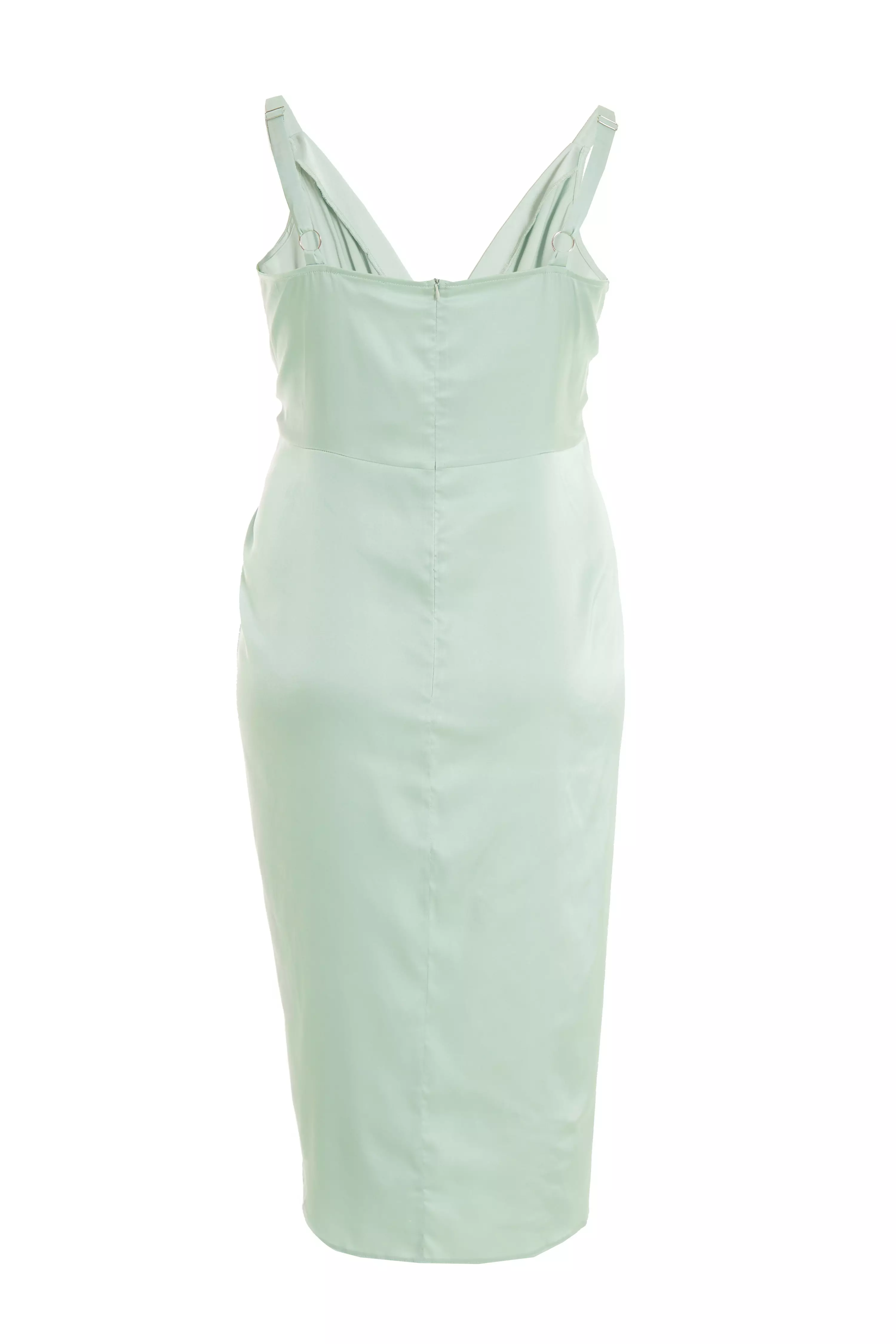 Curve Sage Satin Ruched Midi Dress