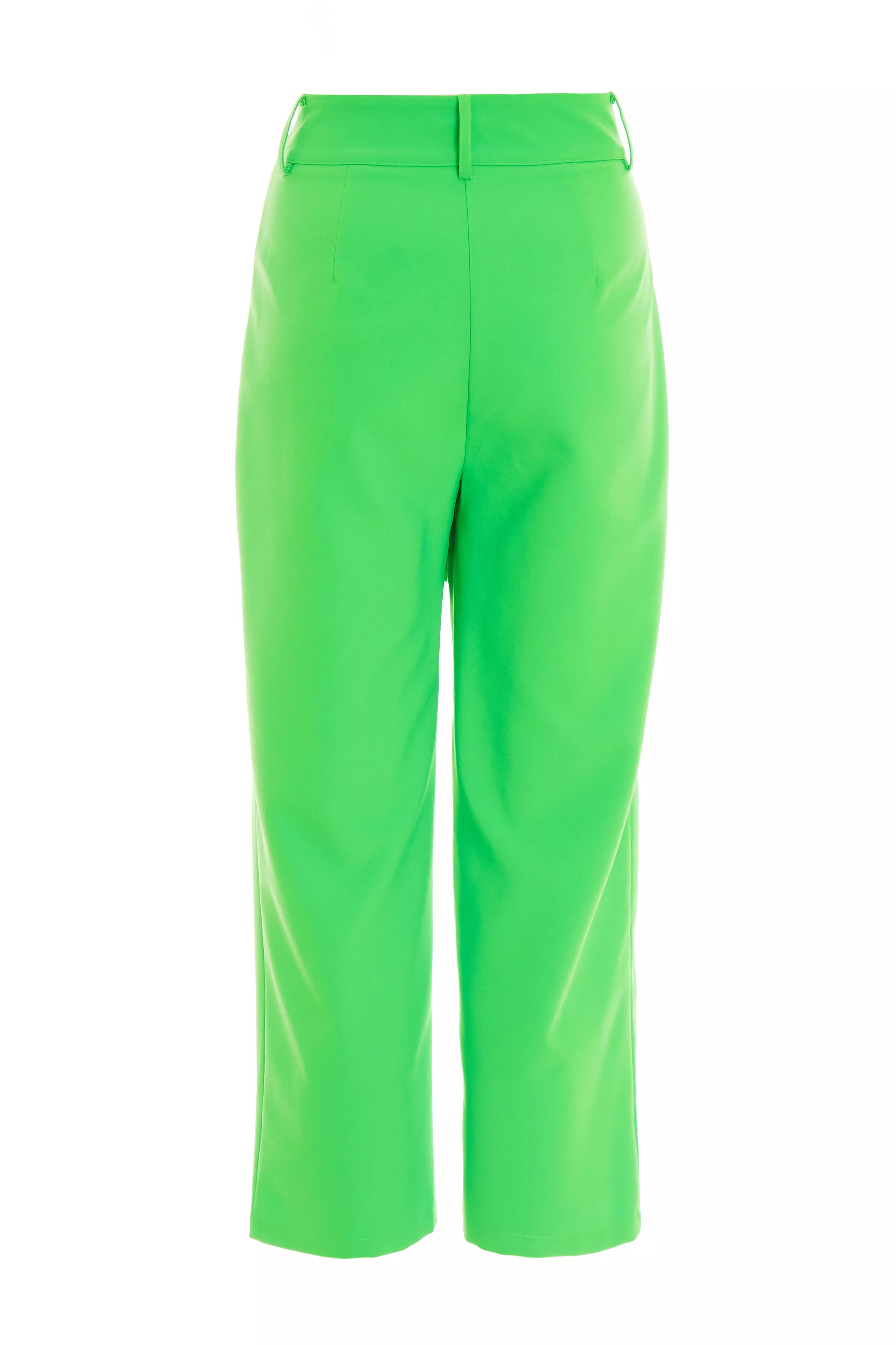 Petite Green High Waist Tailored Trousers