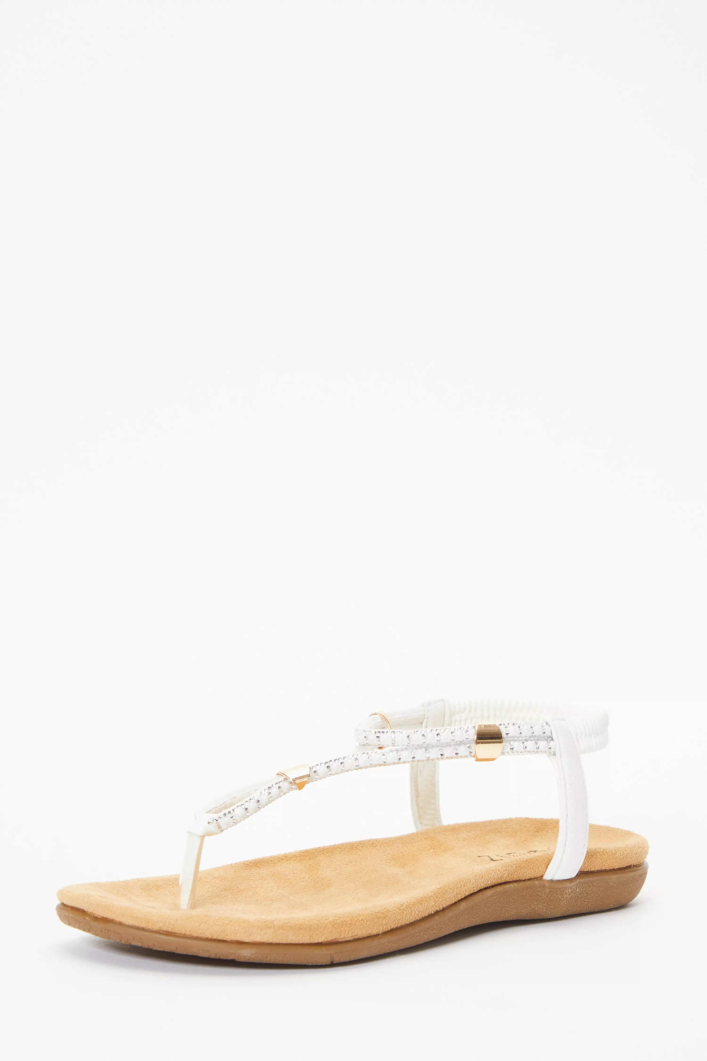 White diamante sale flat sandals