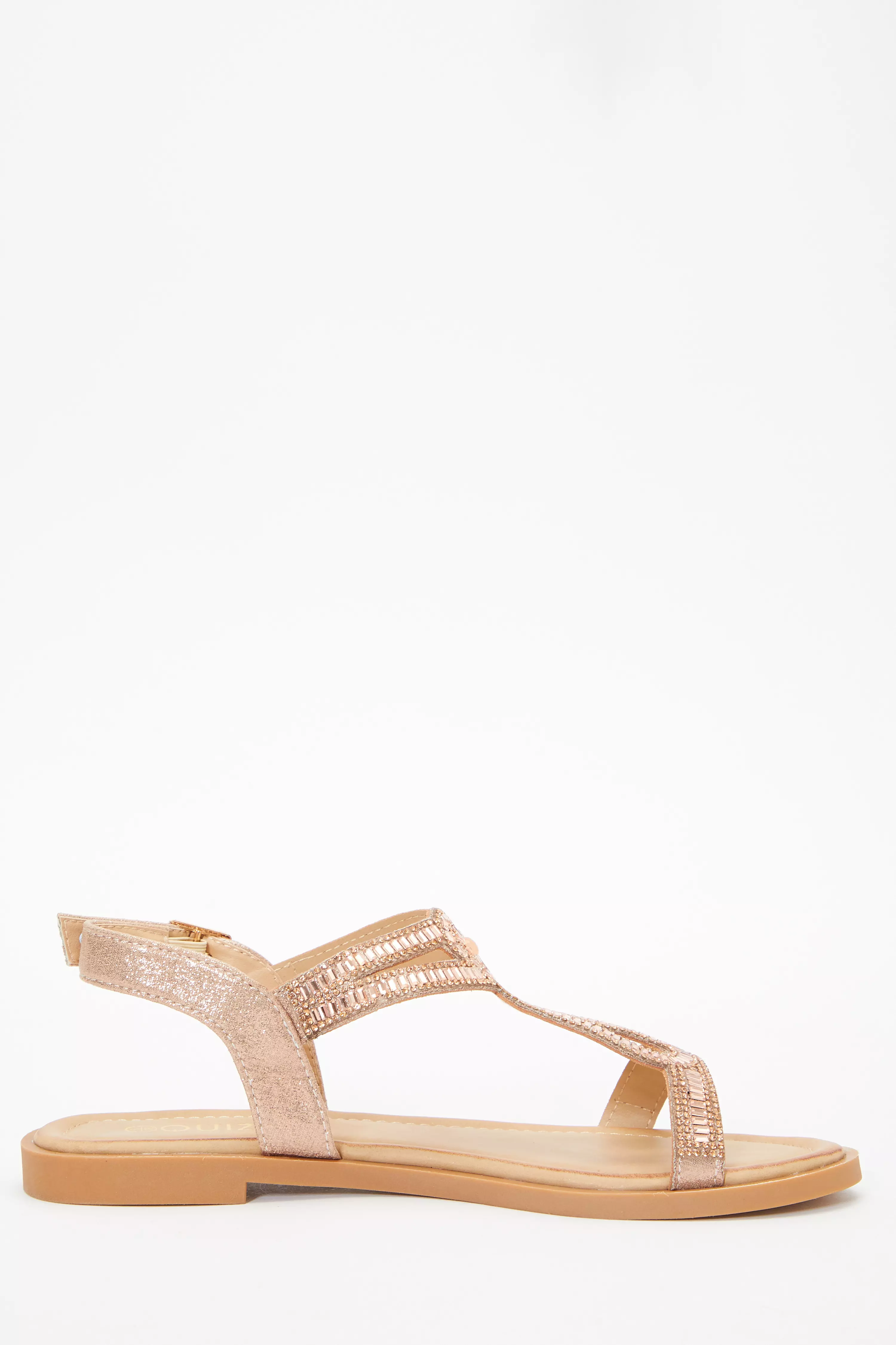 Quiz rose hot sale gold diamante sandals