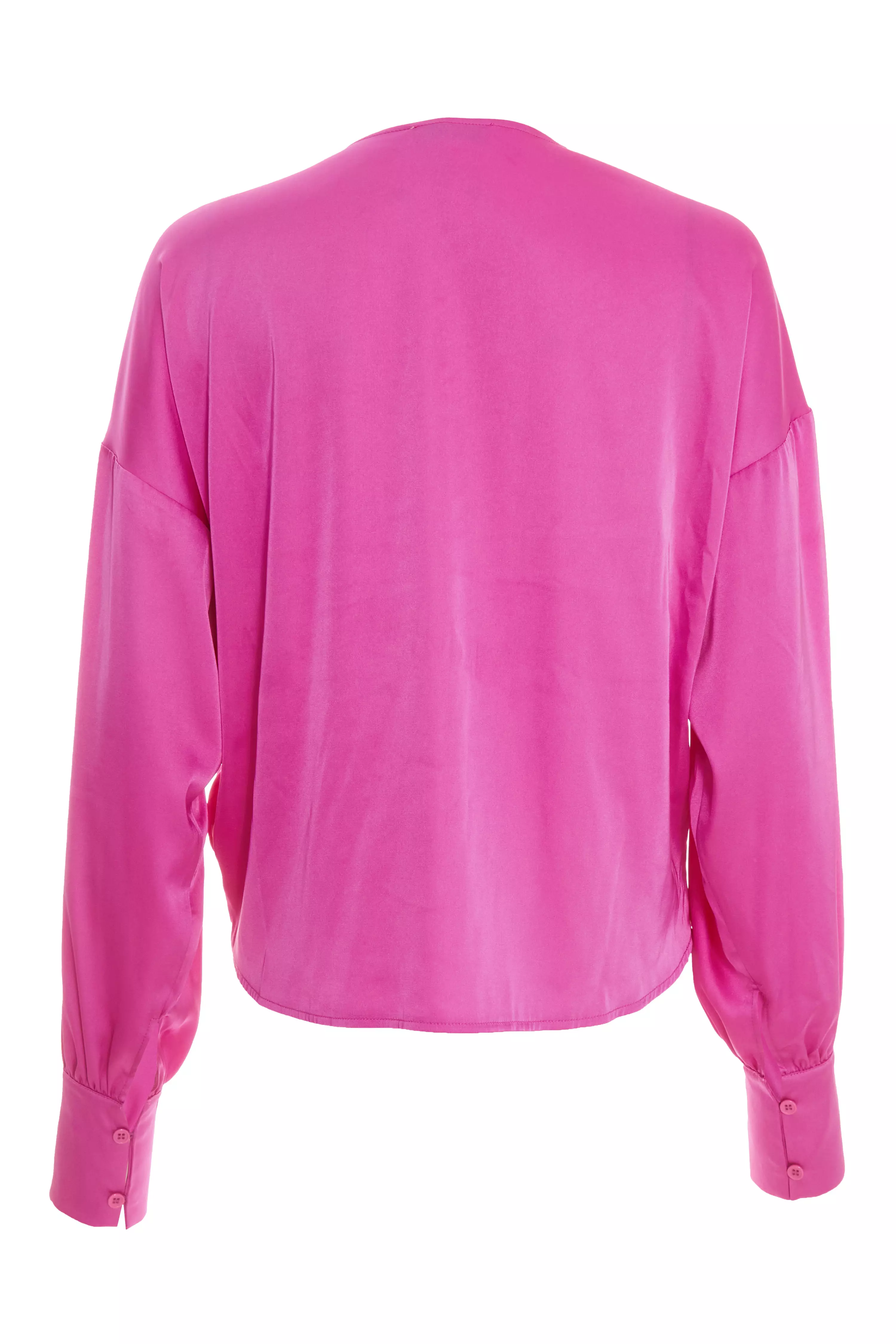 Pink Satin Tie Cropped Blouse