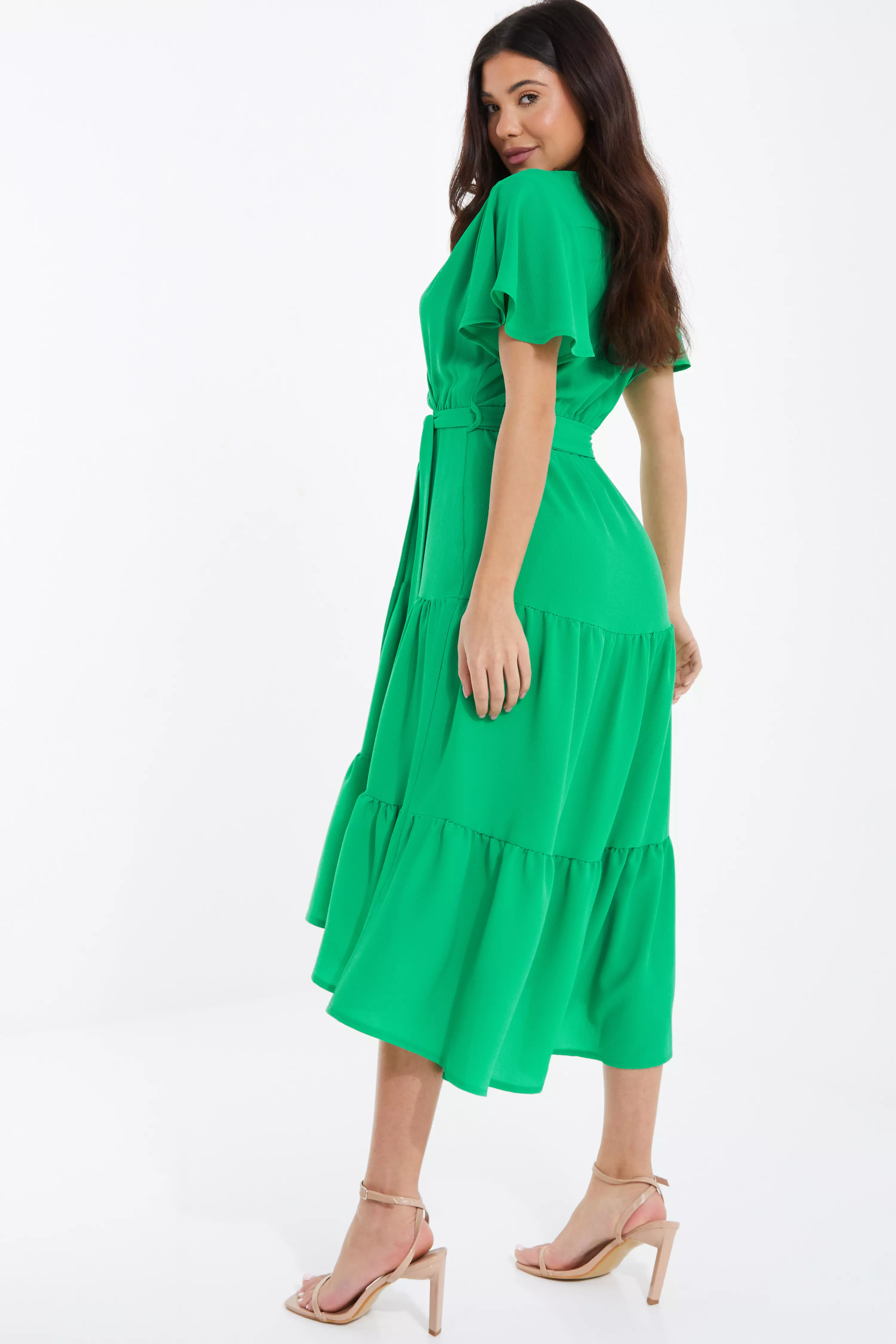 Jade Green Dip Hem Midi Dress