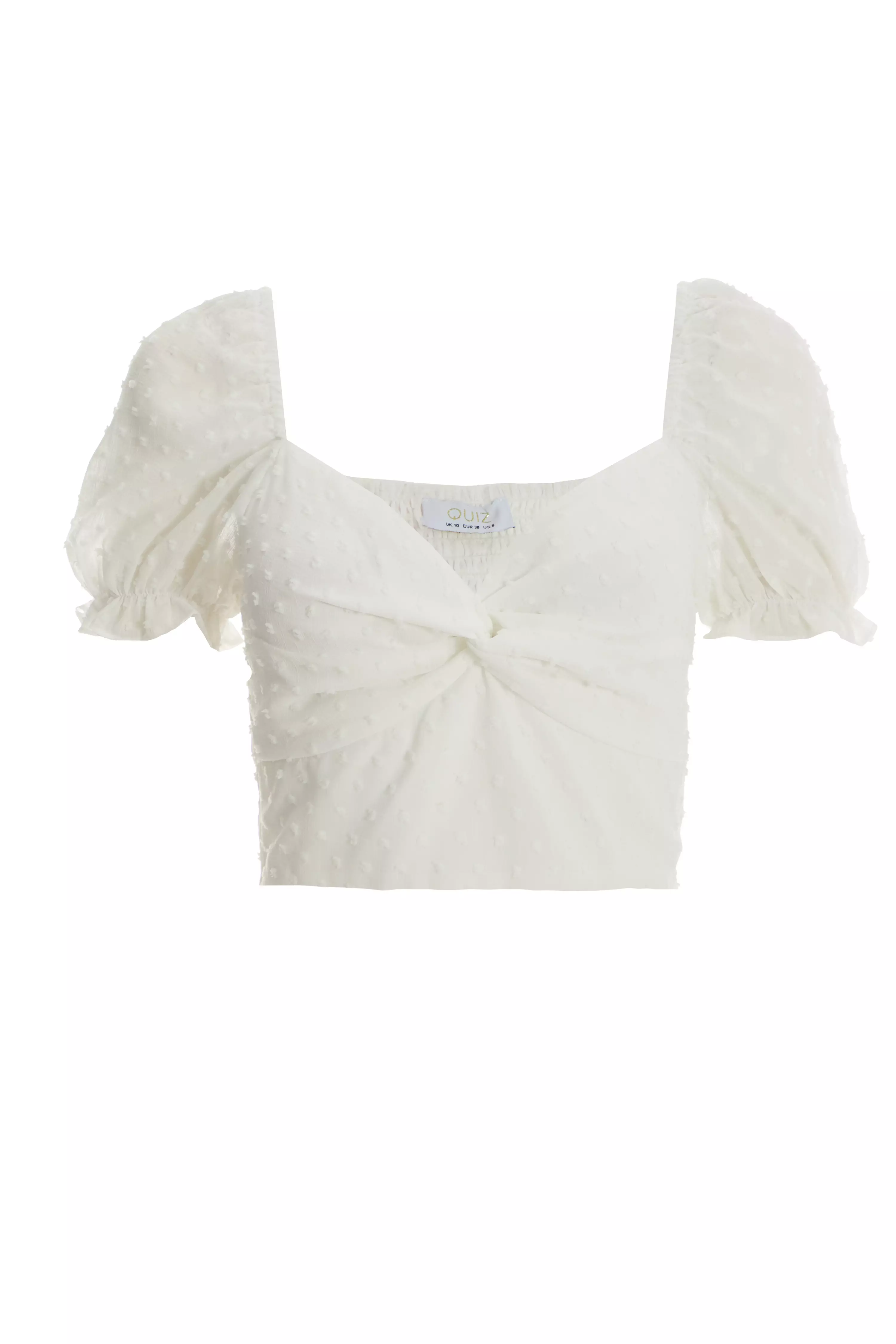 White Chiffon Dobby Crop Top