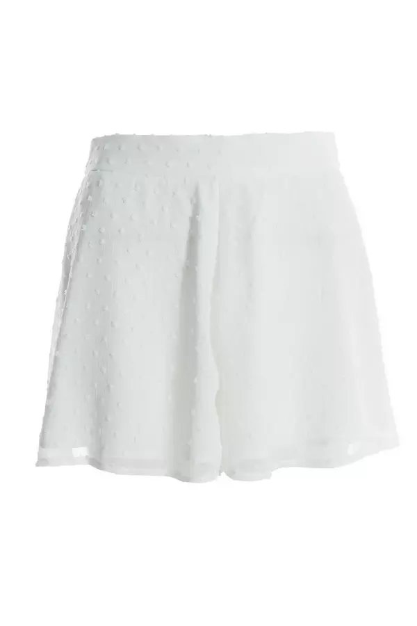 White Chiffon Dobby Shorts