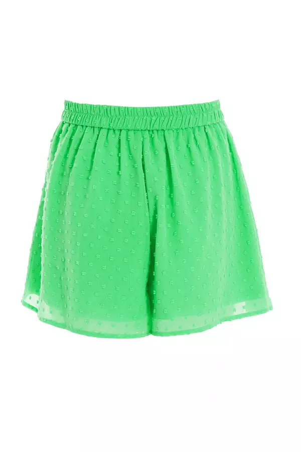 Green Chiffon Dobby Shorts