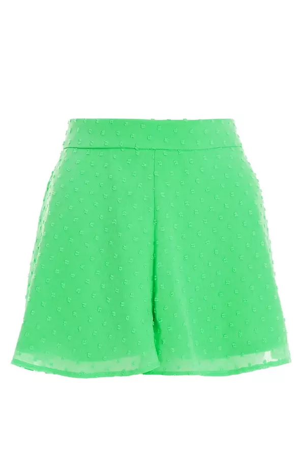 Green Chiffon Dobby Shorts