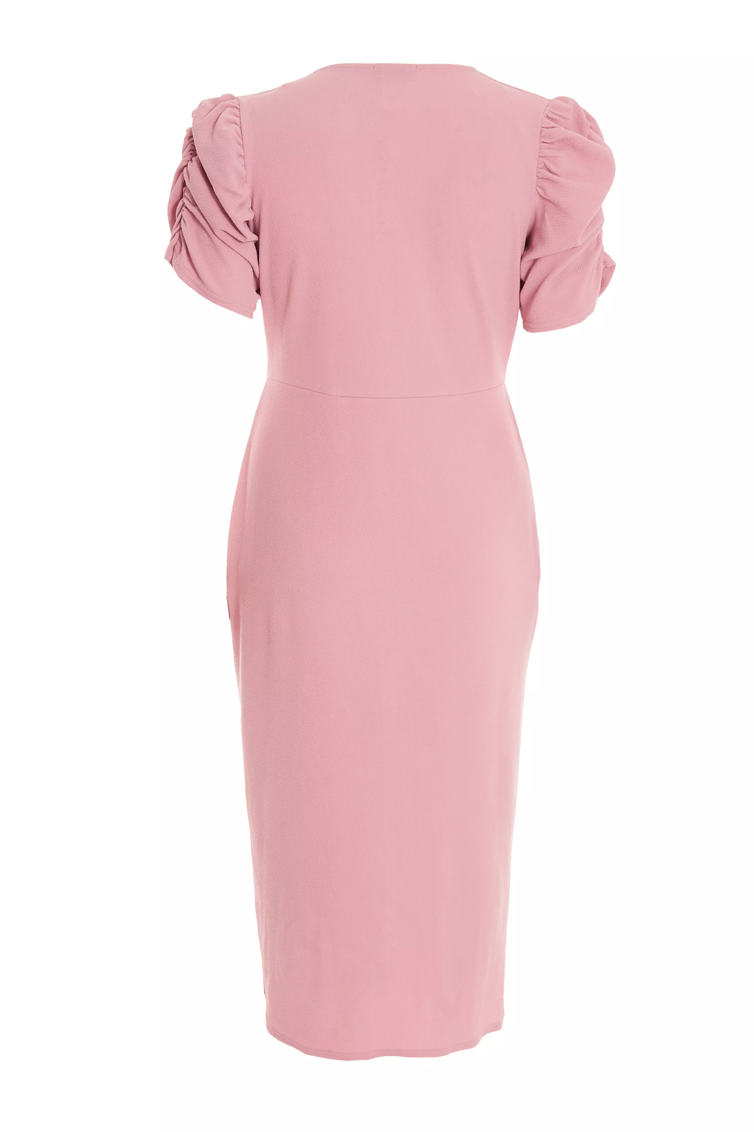 Curve Light Pink Wrap Midi Dress