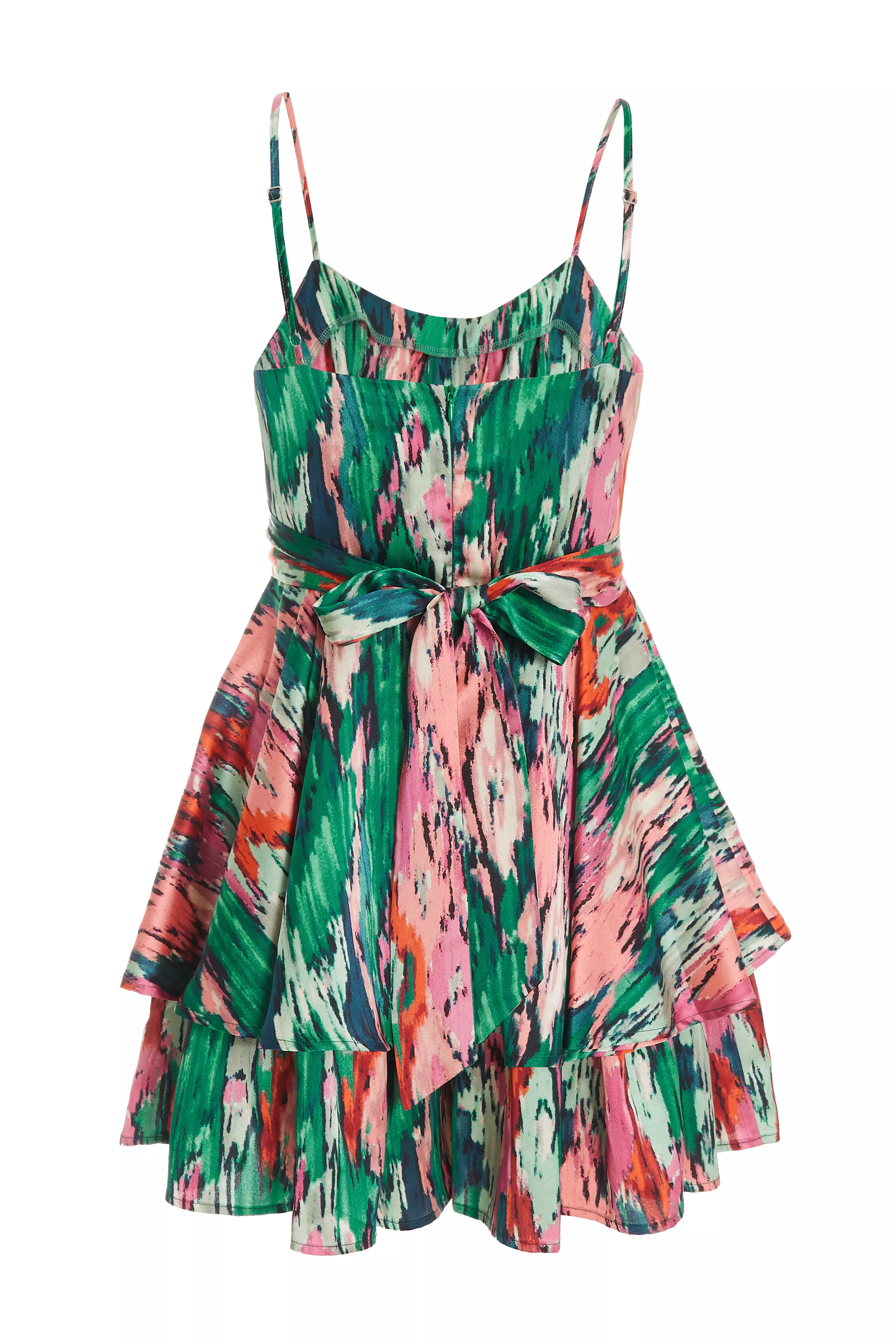 Green Satin Marble Print Playsuit