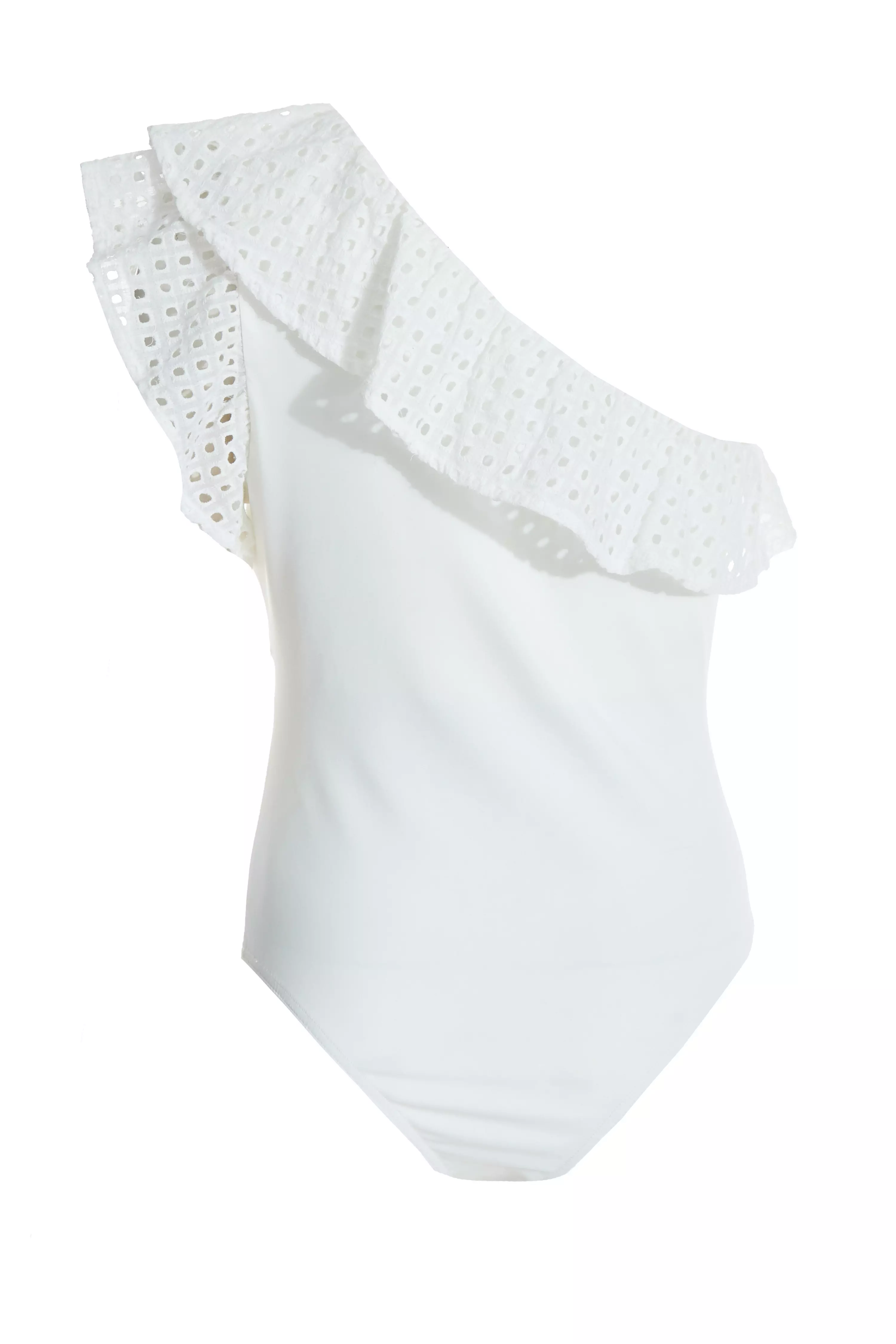 Cream One Shoulder Crochet Bodysuit