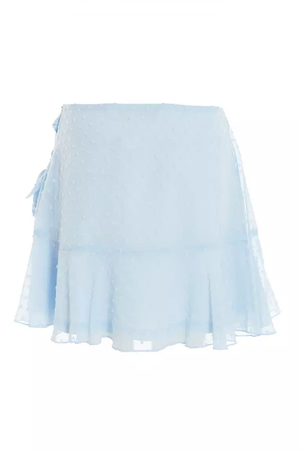 Blue Chiffon Dobby Frill Mini Skirt