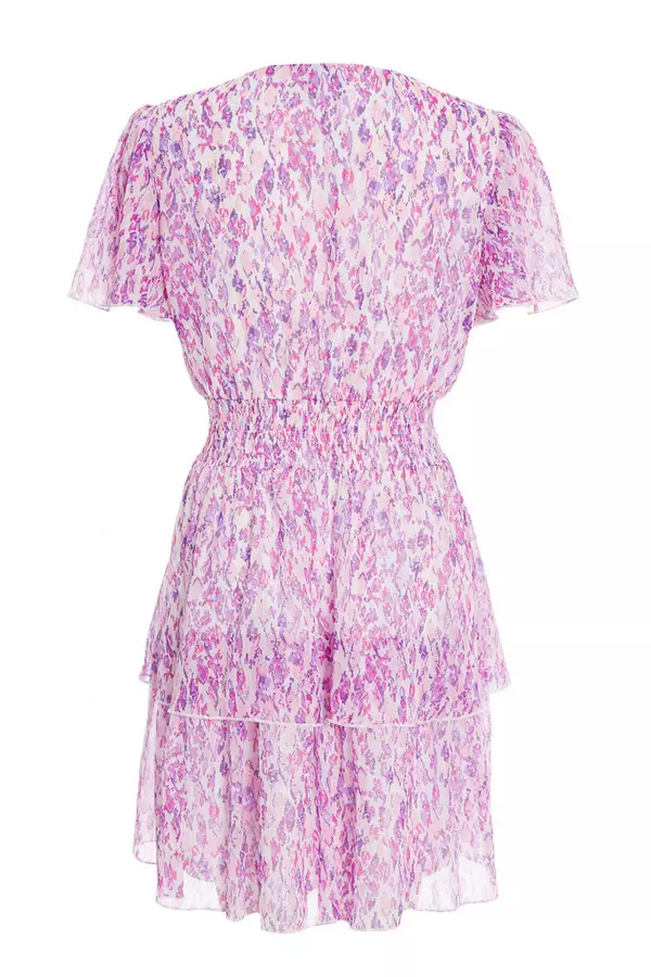 Lilac Chiffon Animal Print Mini Dress