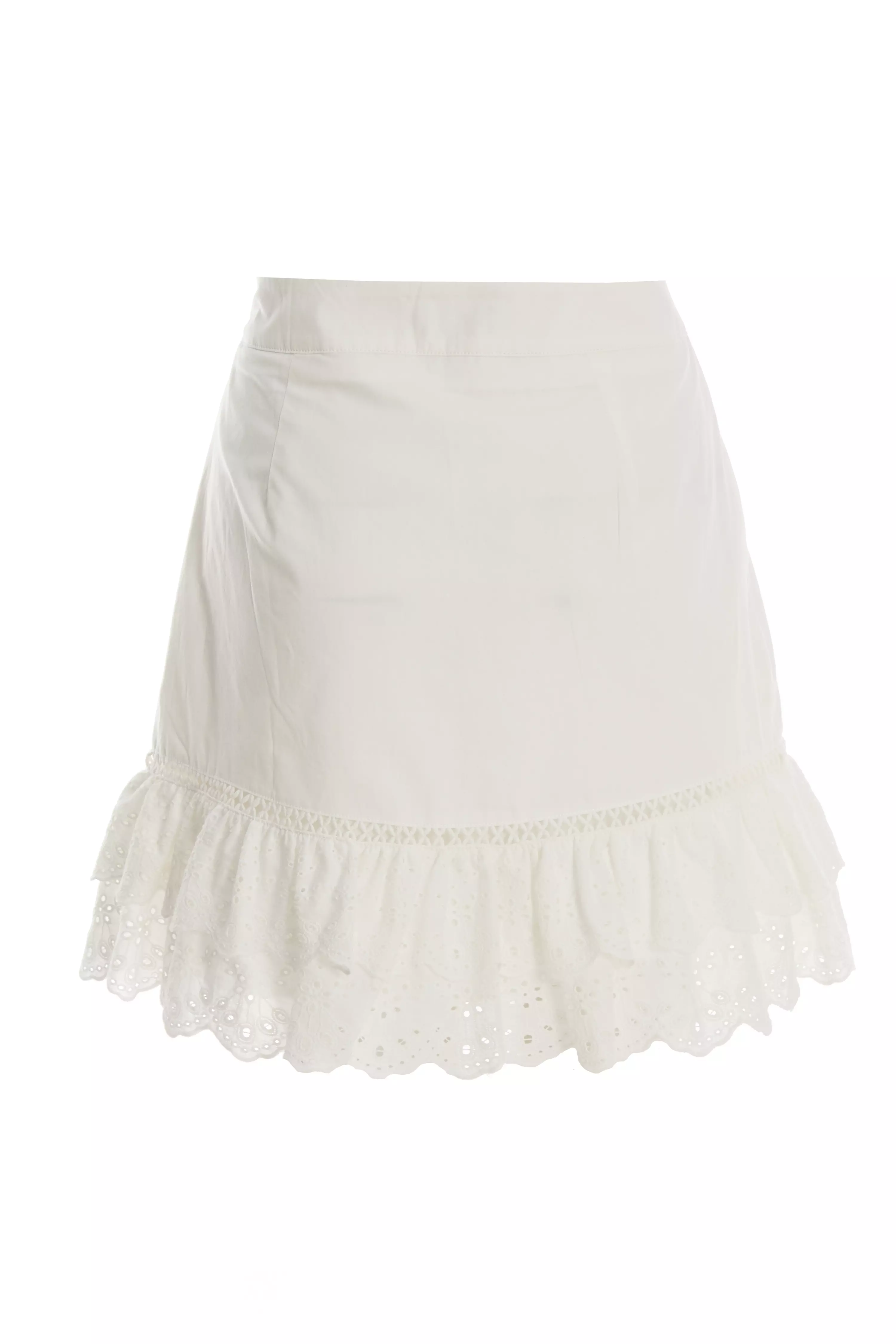 White Crochet Trim Mini Skirt