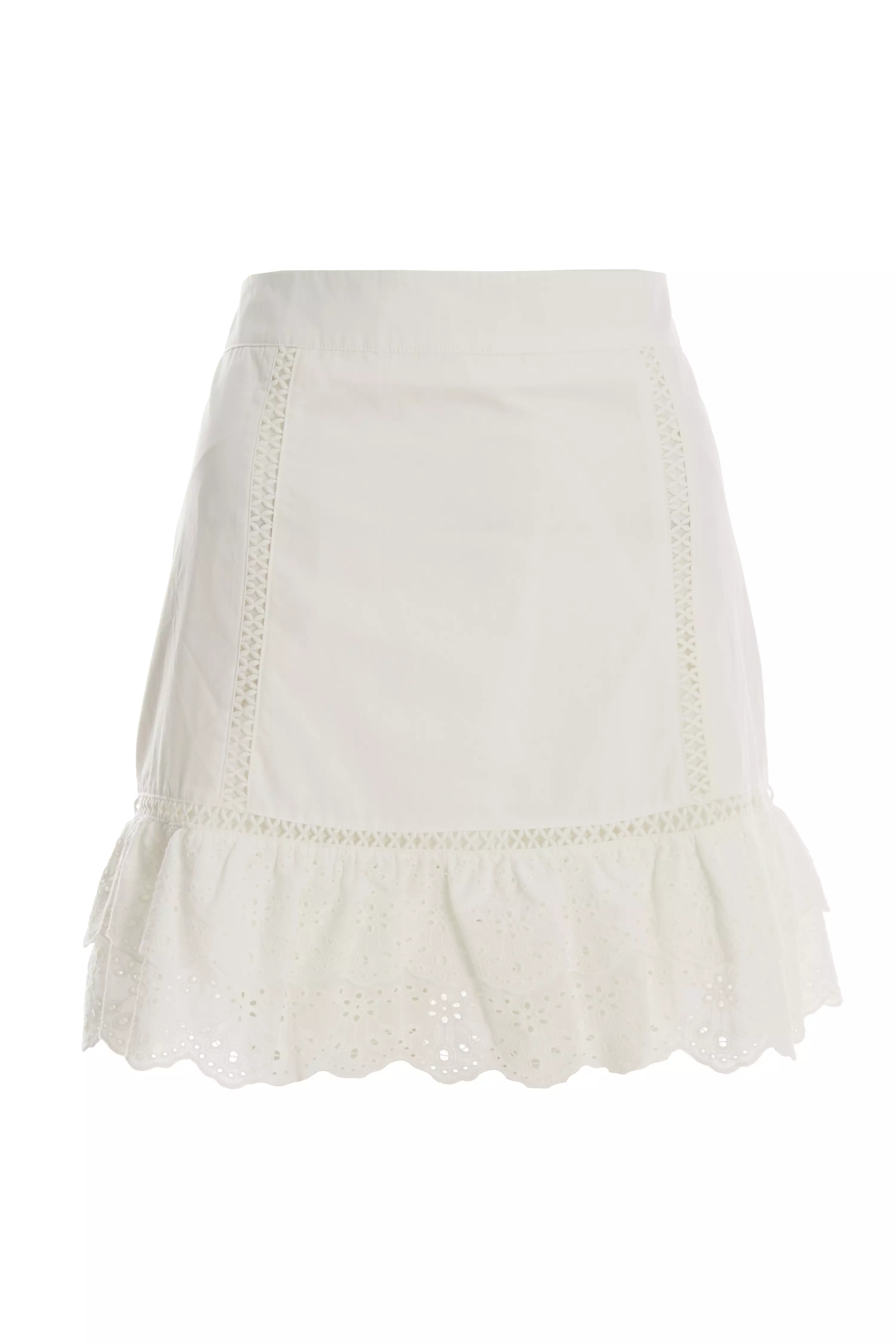 White Crochet Trim Mini Skirt