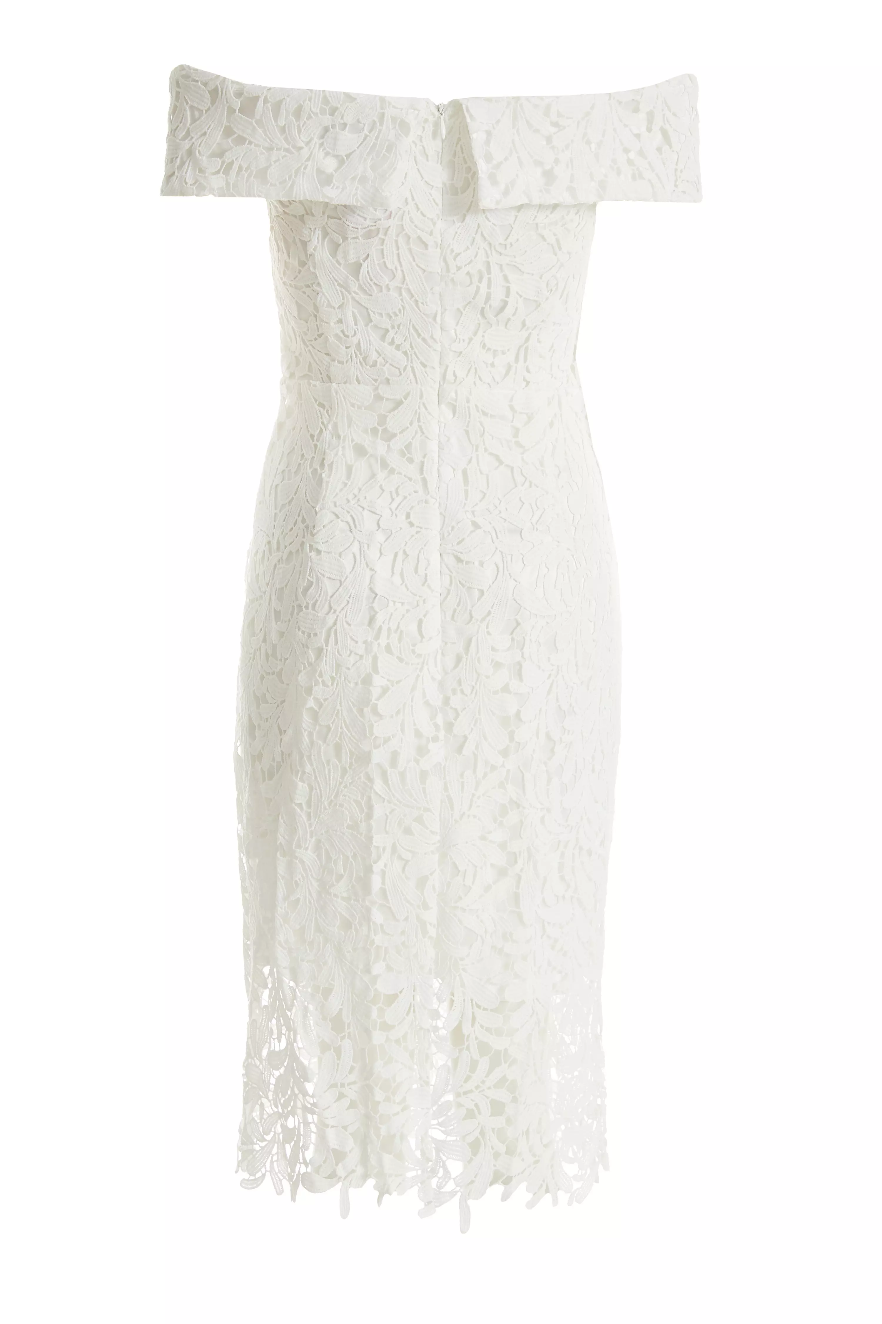 White Lace Brodot Midi Dress