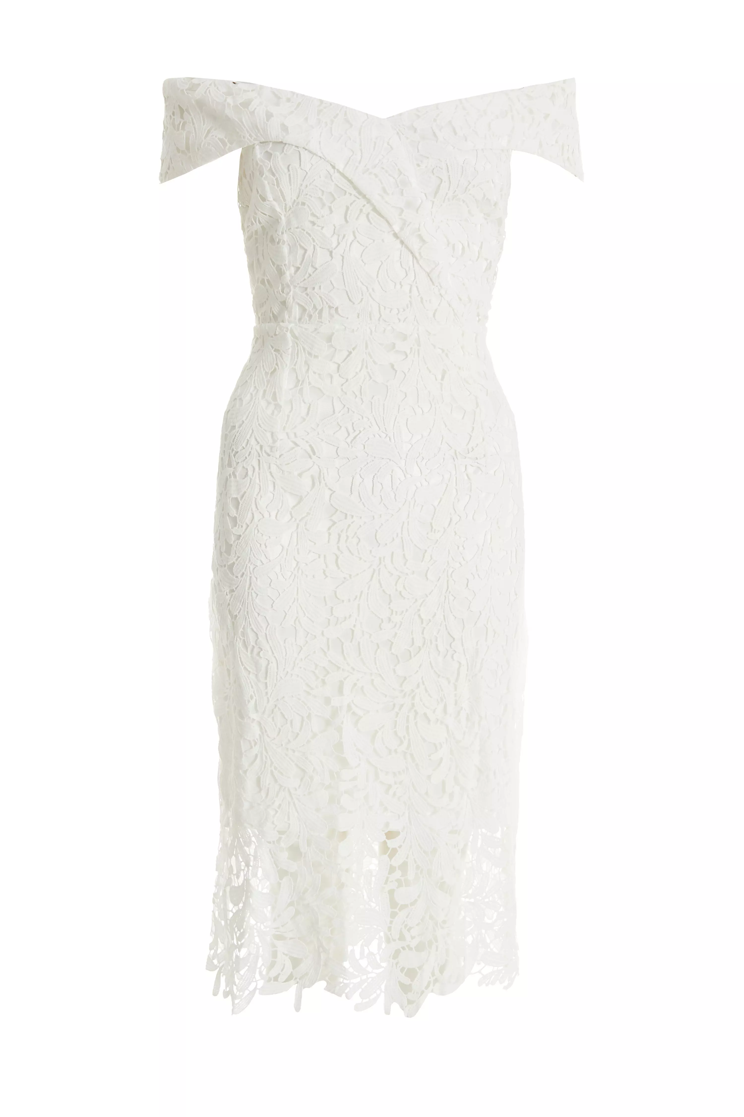 White Lace Brodot Midi Dress