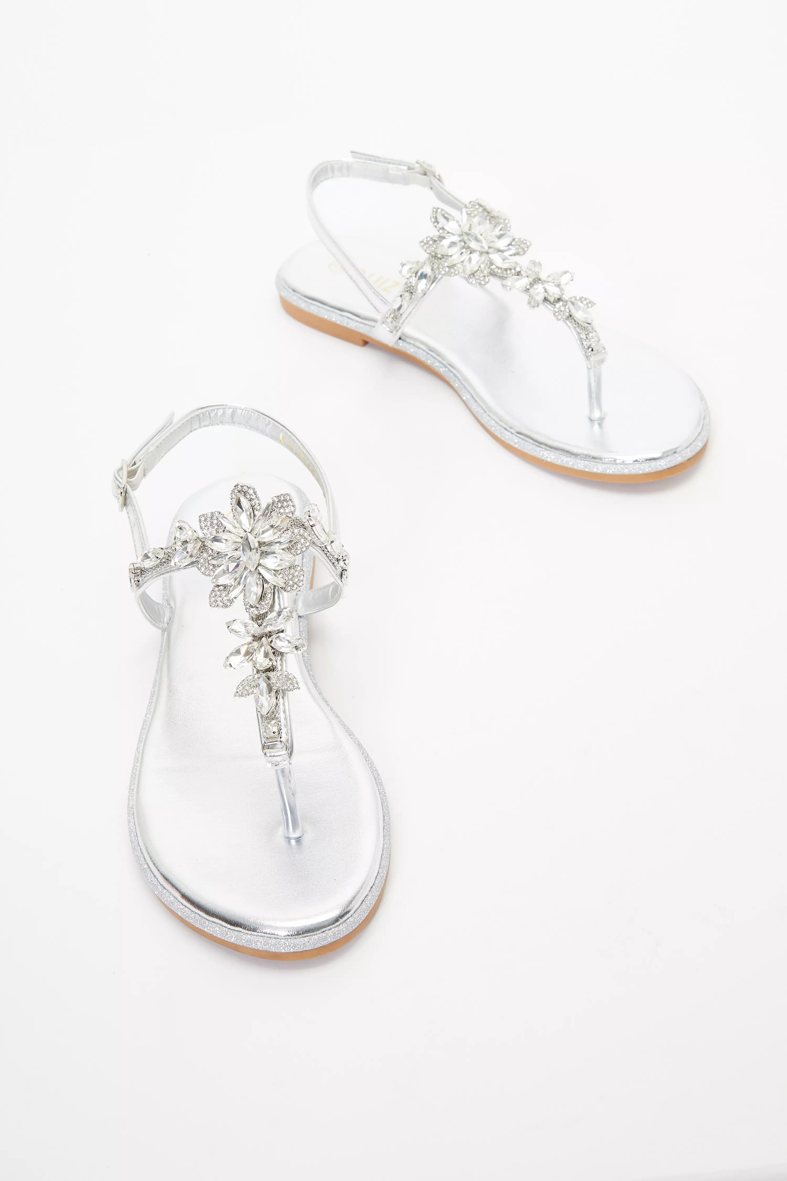 Silver best sale jeweled sandals