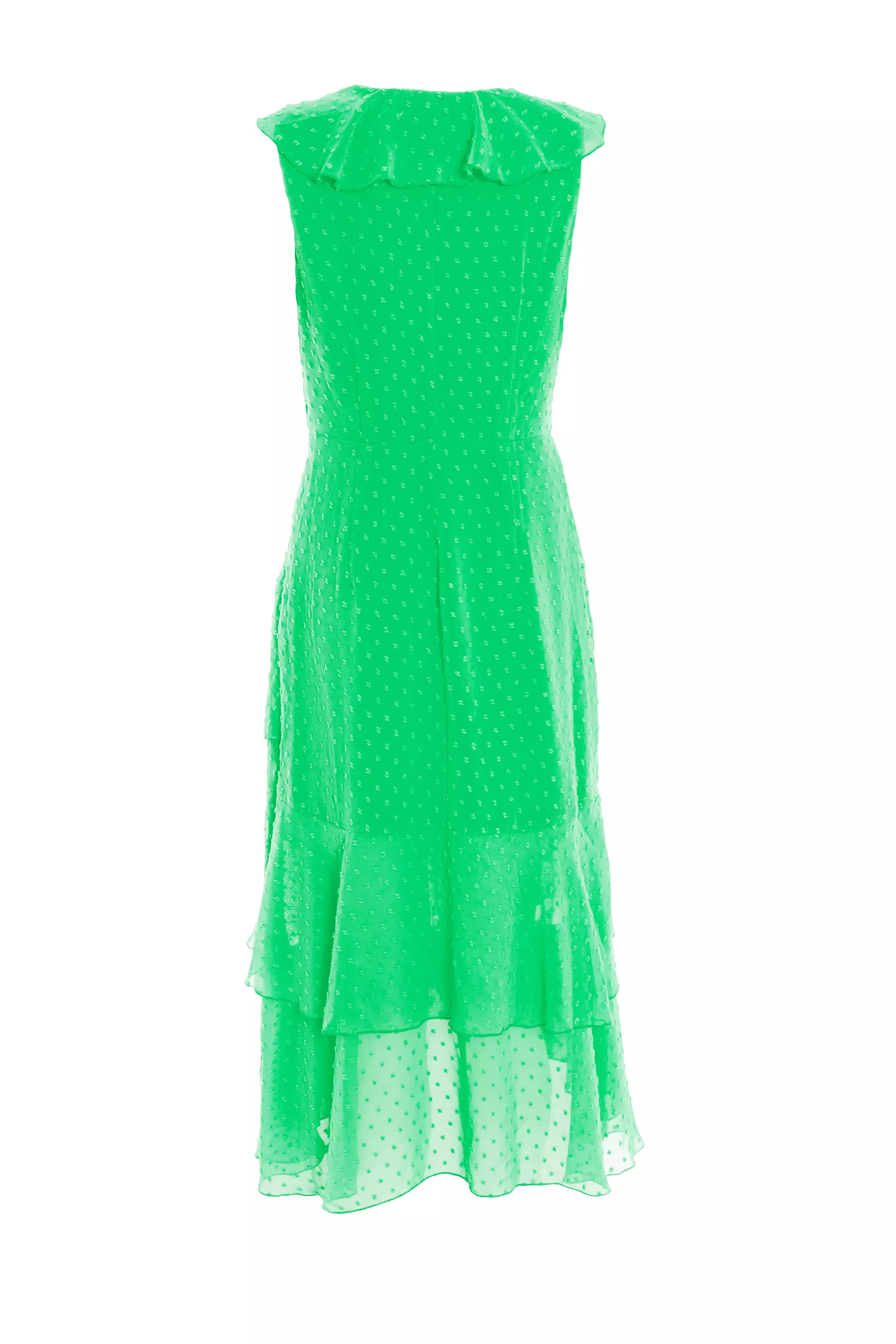 Green Chiffon Dobby Wrap Midi Dress