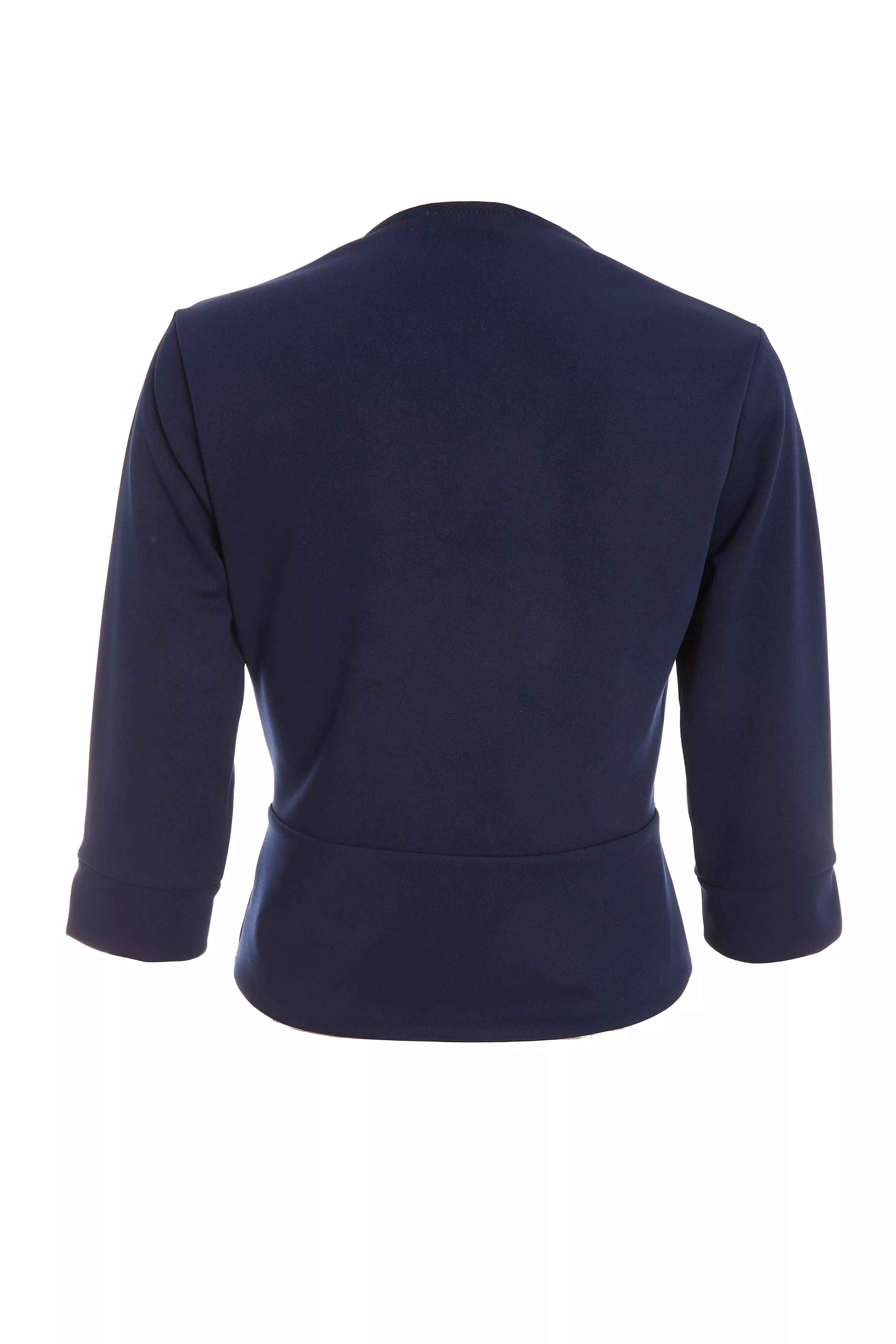 Navy Split Sleeve Crop Jacket