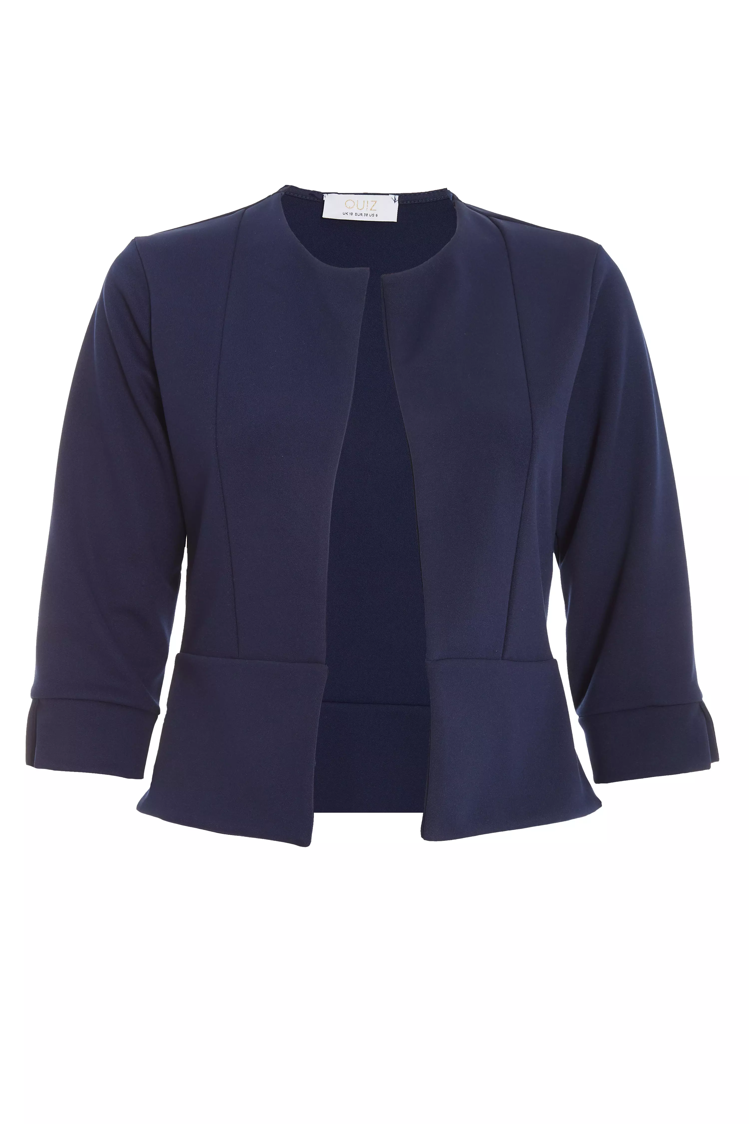 Navy Split Sleeve Crop Jacket