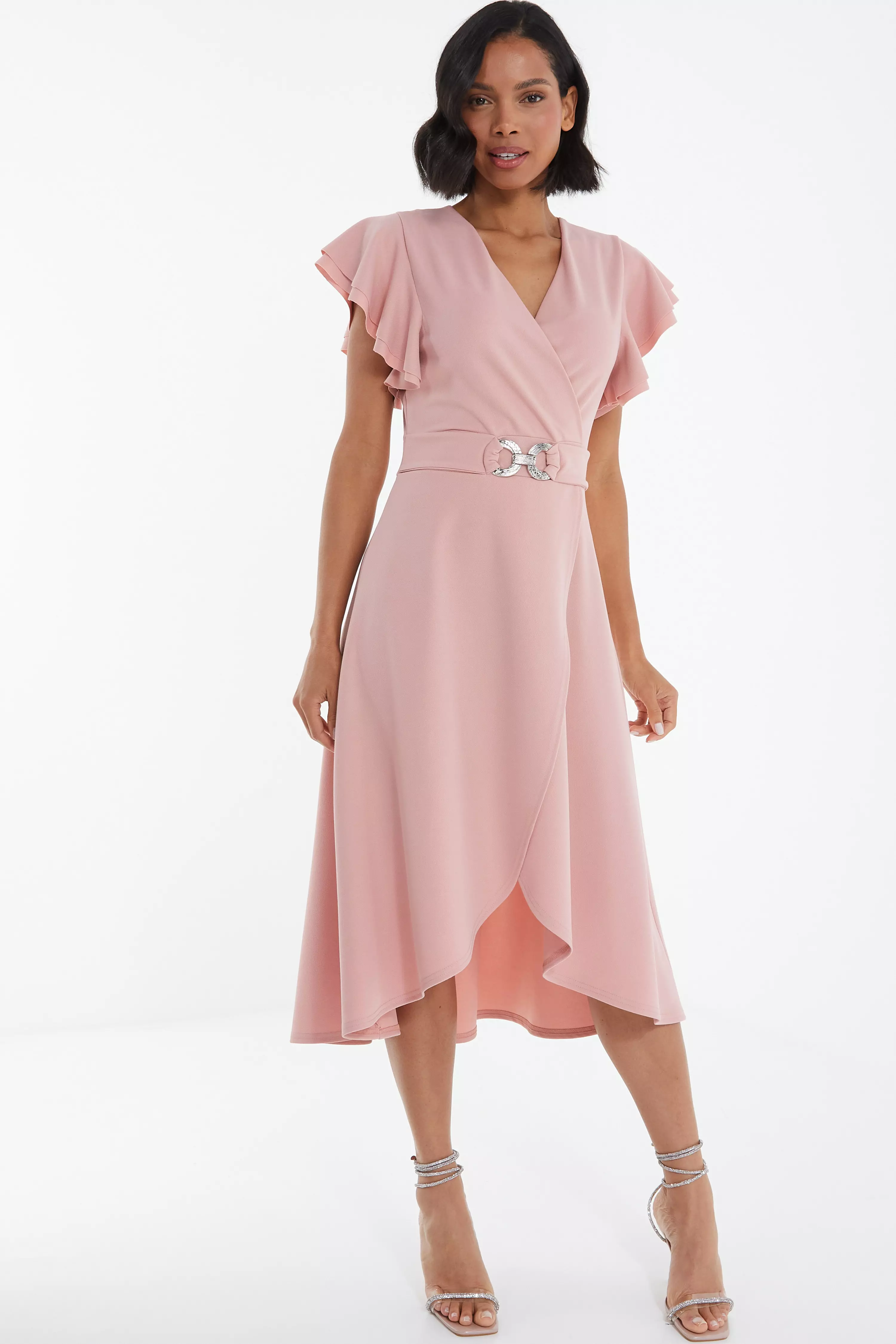 Quiz pink best sale wrap dress