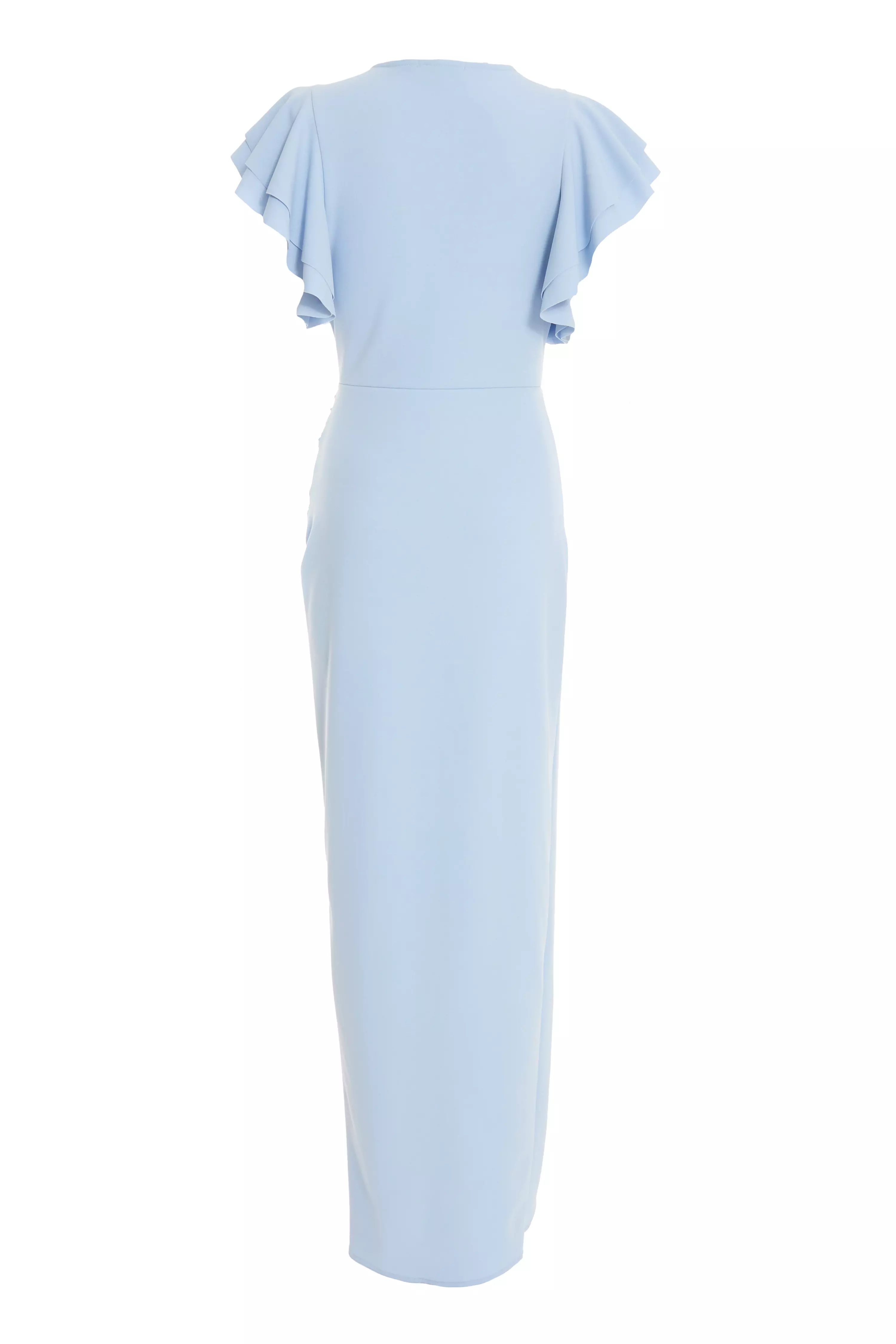 Light Blue Ruched Maxi Dress