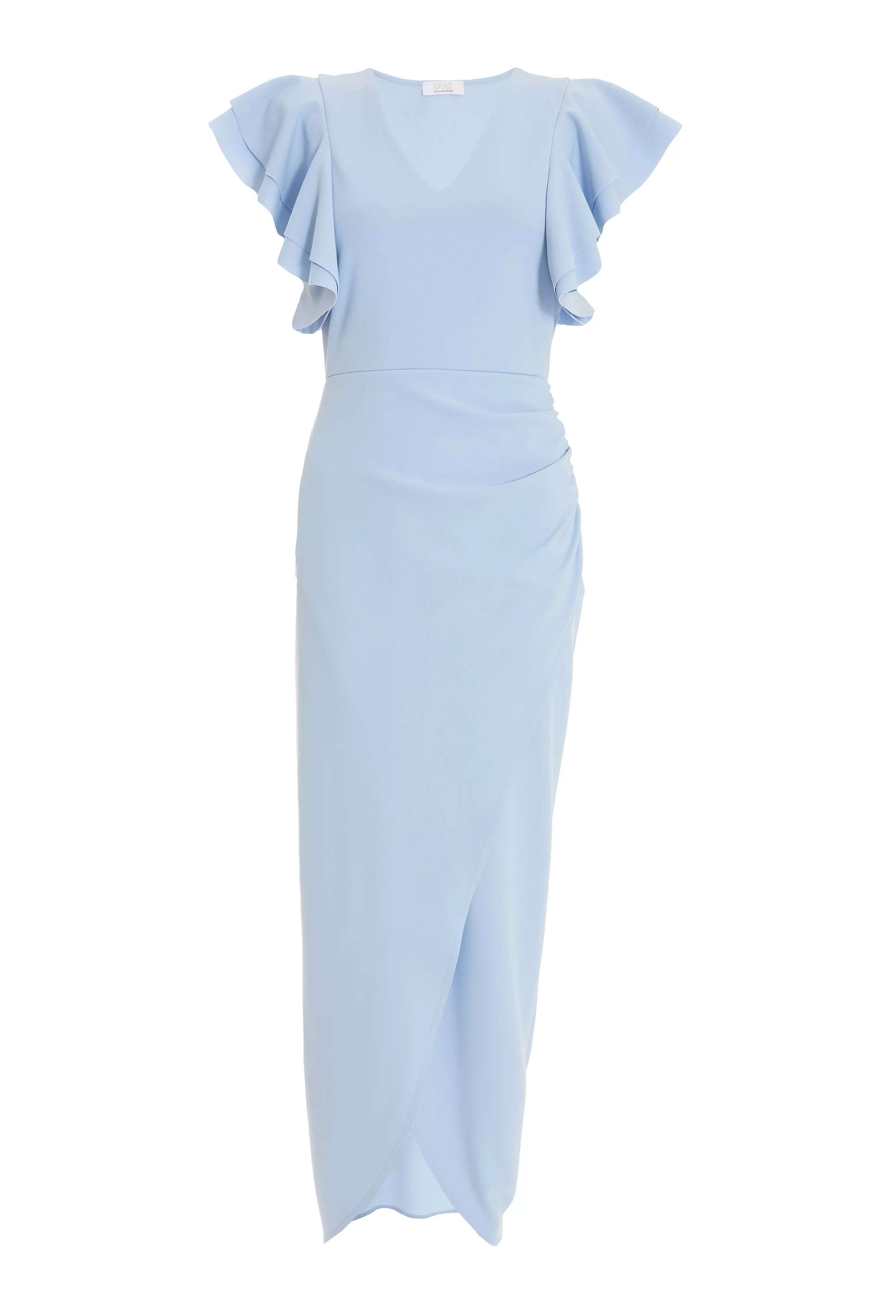 Light Blue Ruched Maxi Dress