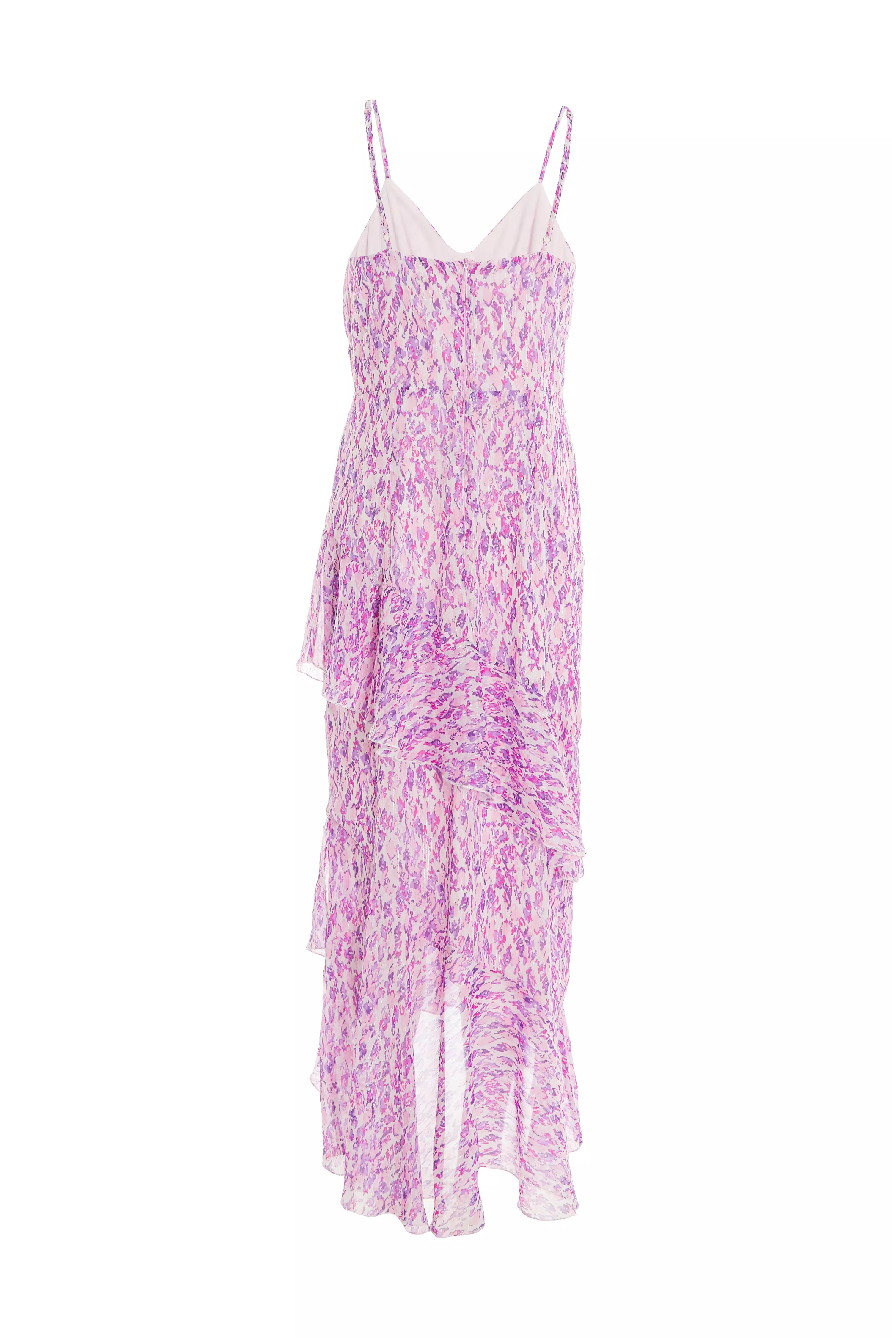 Lilac Chiffon Animal Print Midi Dress