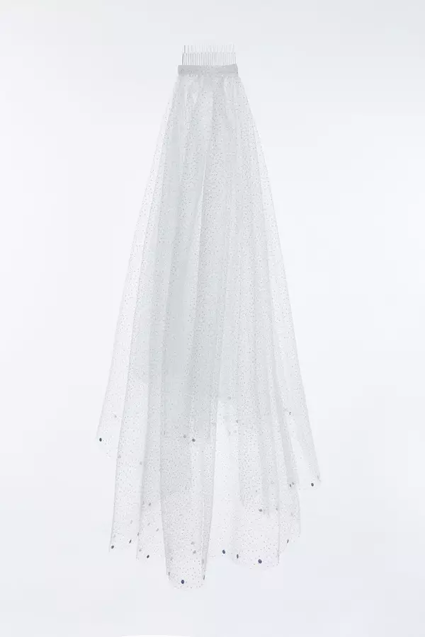 Bridal White Diamante Tiered Veil