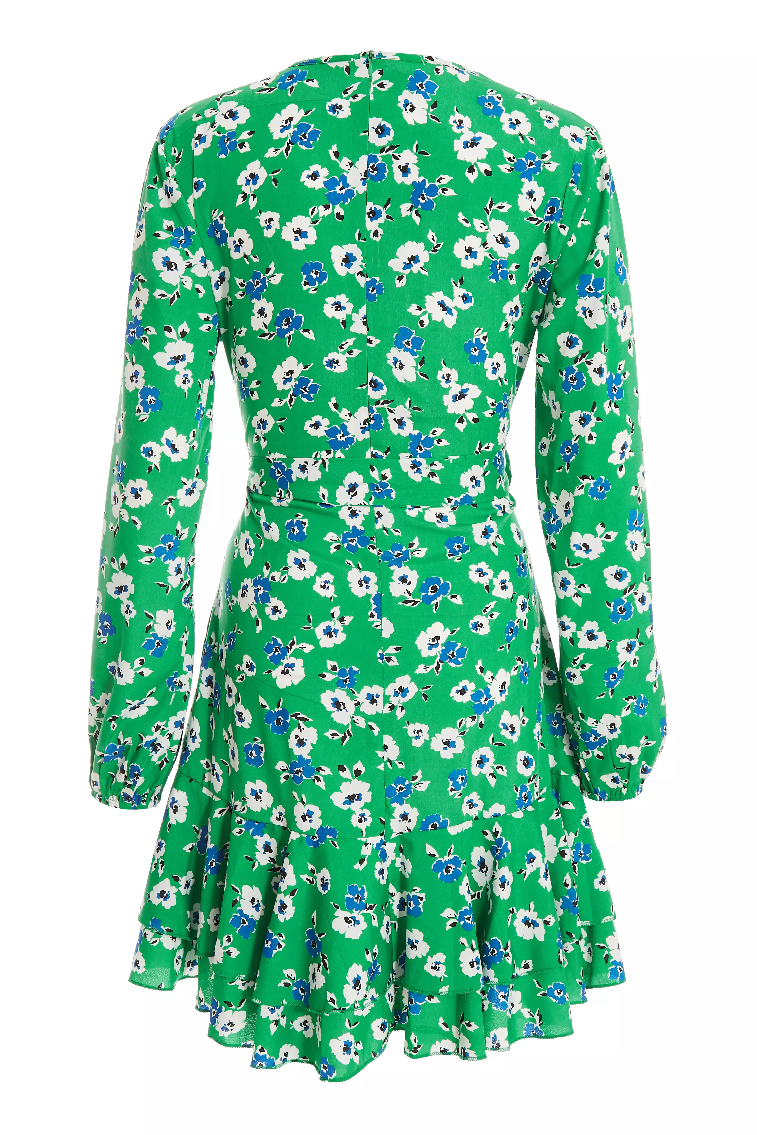 Green Floral Print Skater Mini Dress