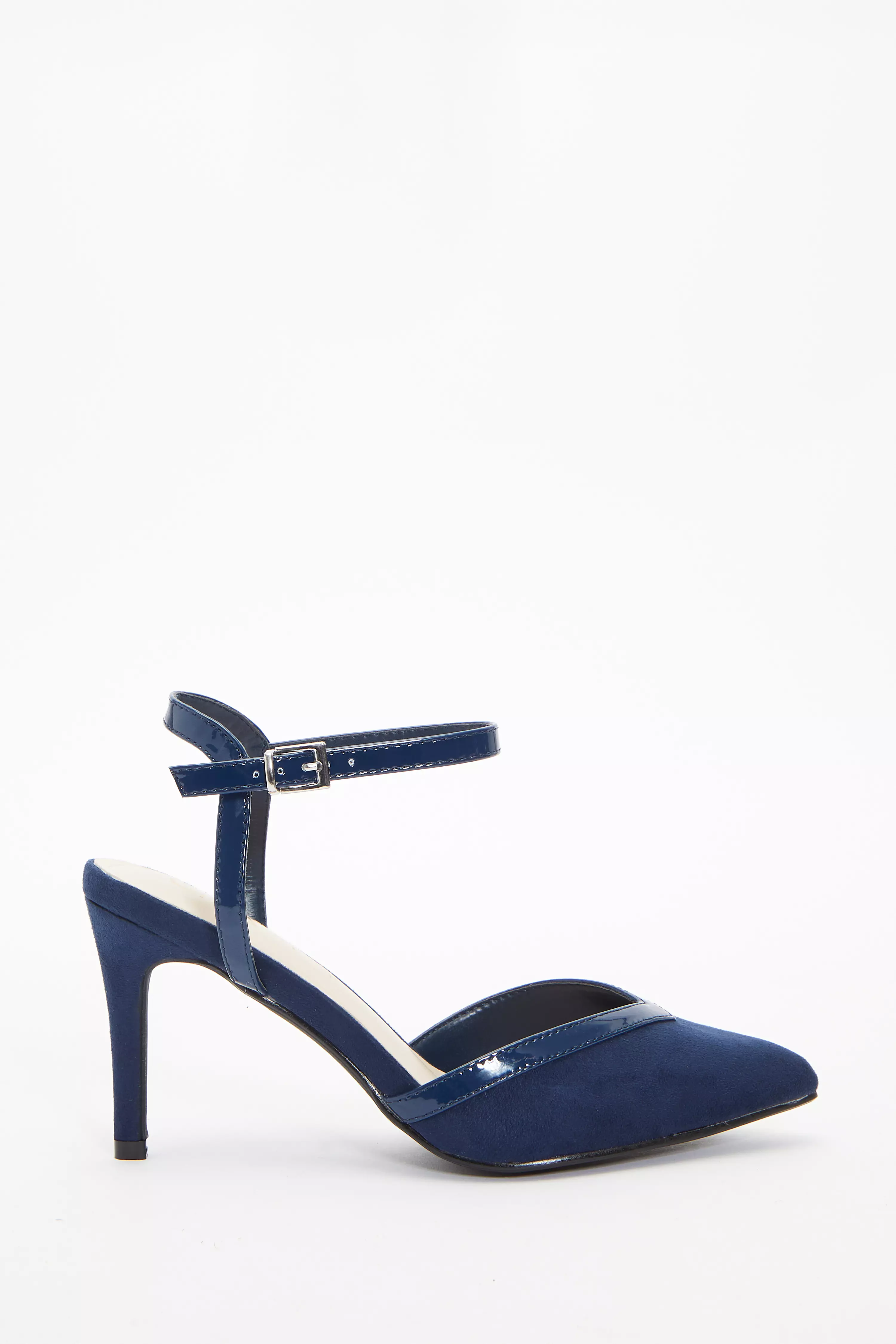 Wide Fit Navy Patent Court Heels QUIZ Clothing