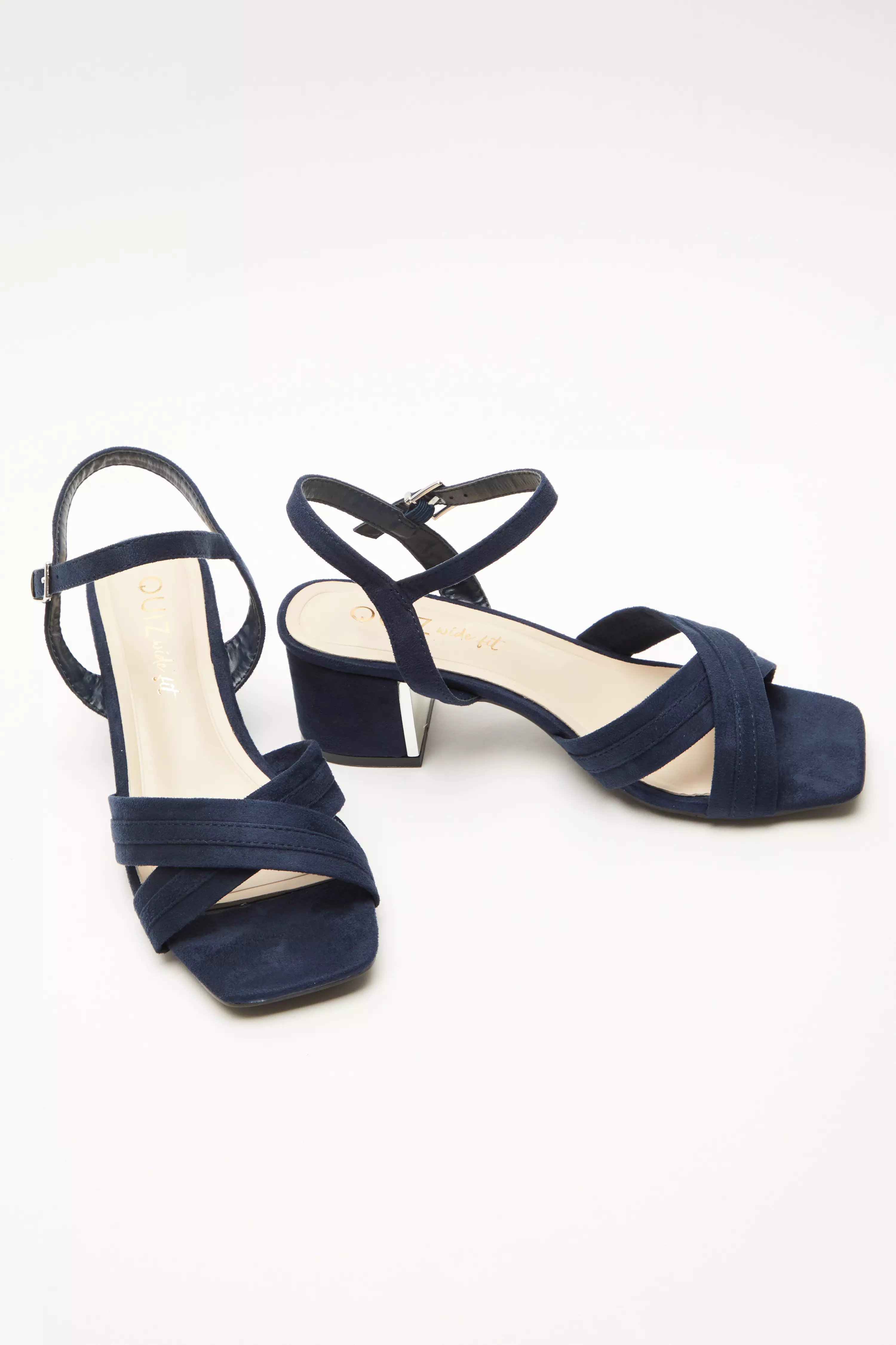 Navy block heel sandals best sale wide fit