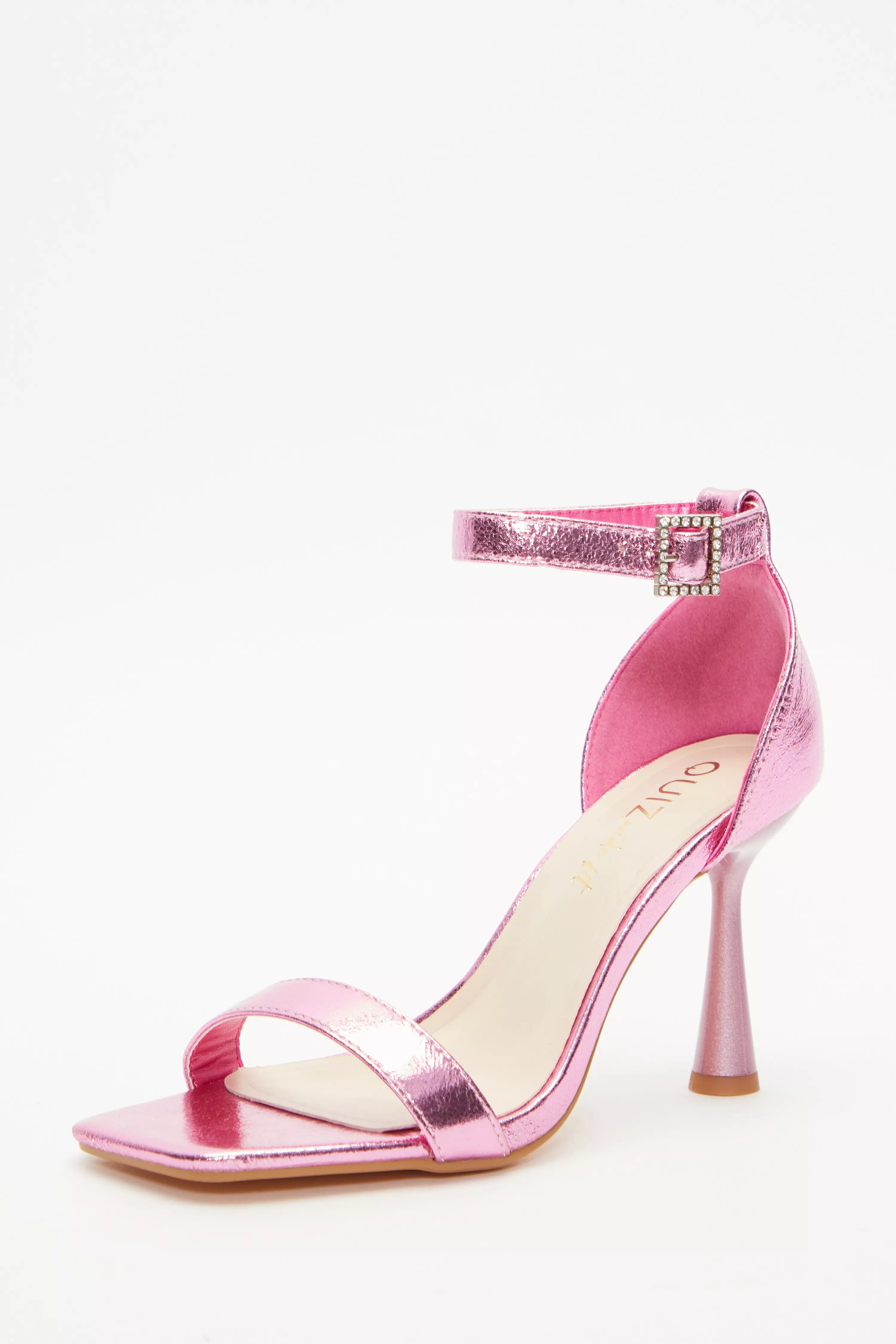 Wide Fit Pink Heeled Sandals