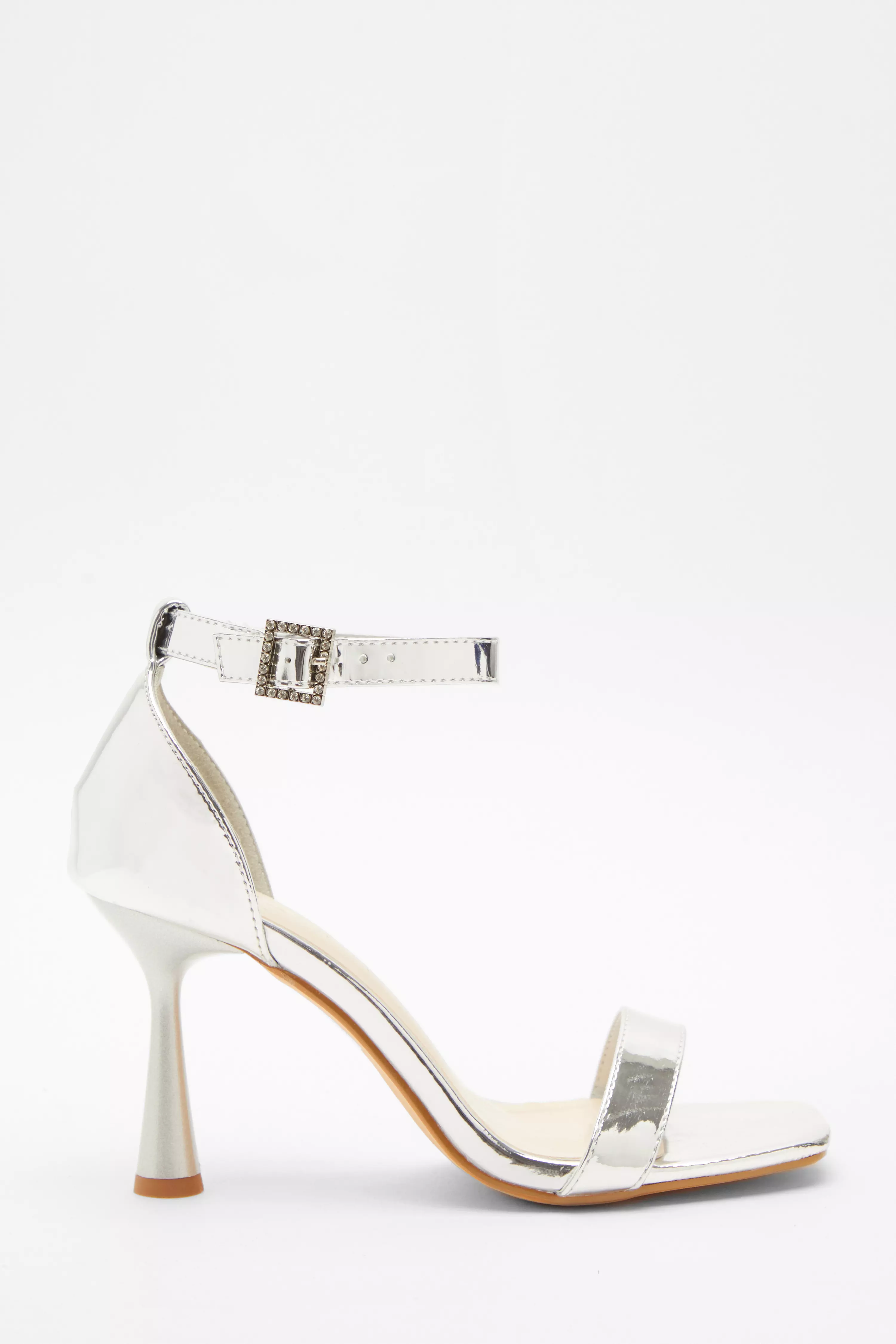 Wide Fit Silver Heeled Sandals
