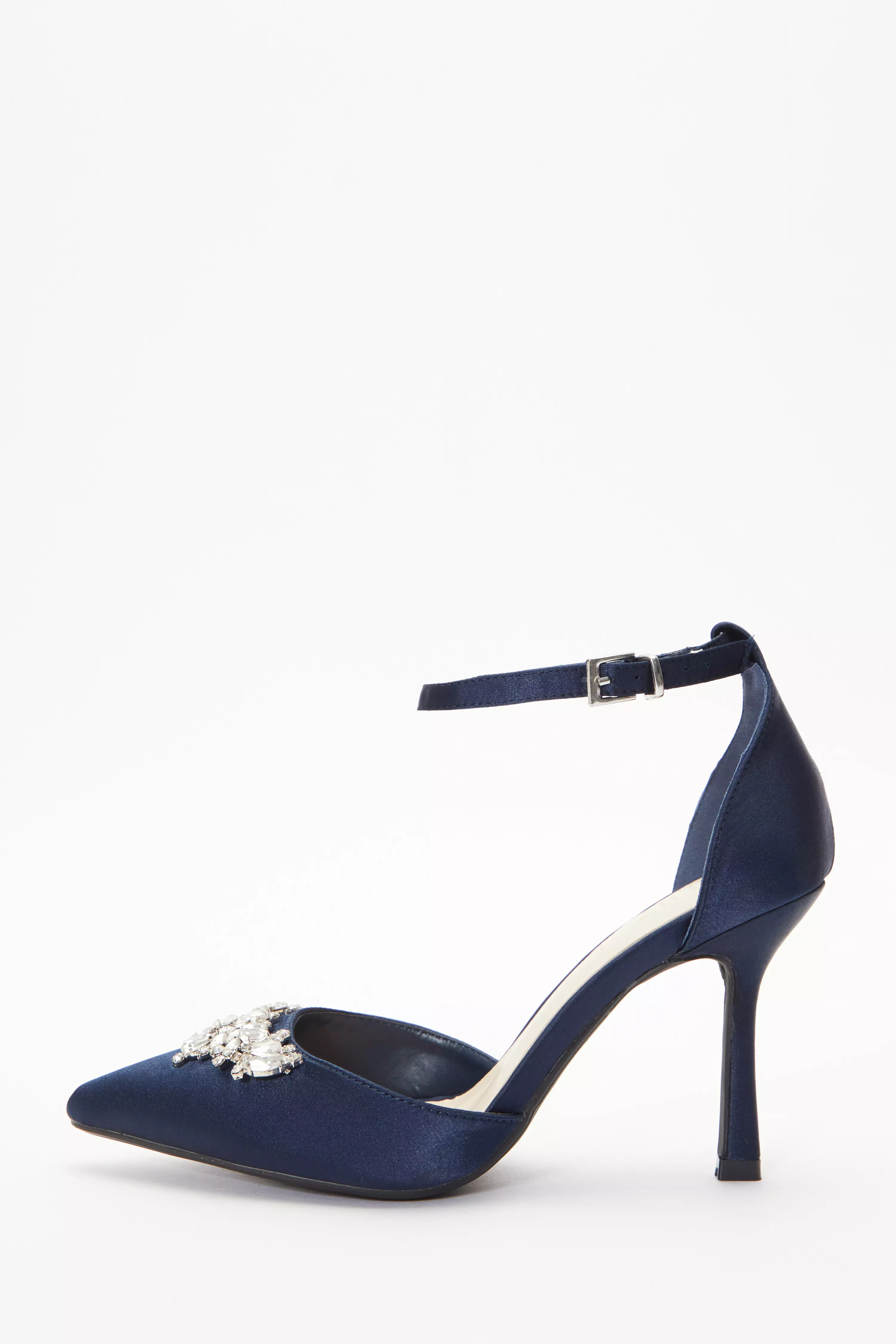 Navy satin shoes sales wide fit