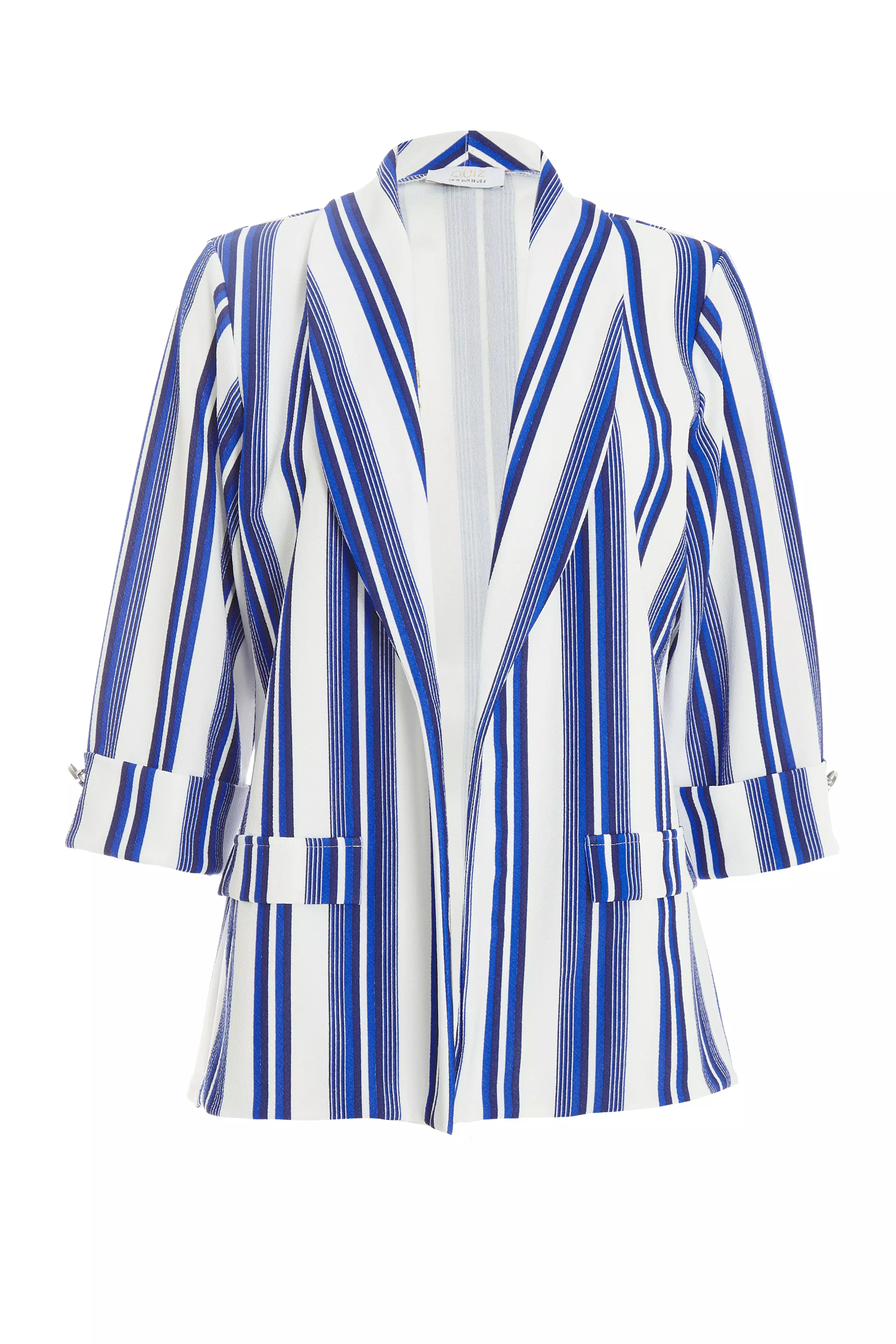 Royal Blue Stripe Print Blazer