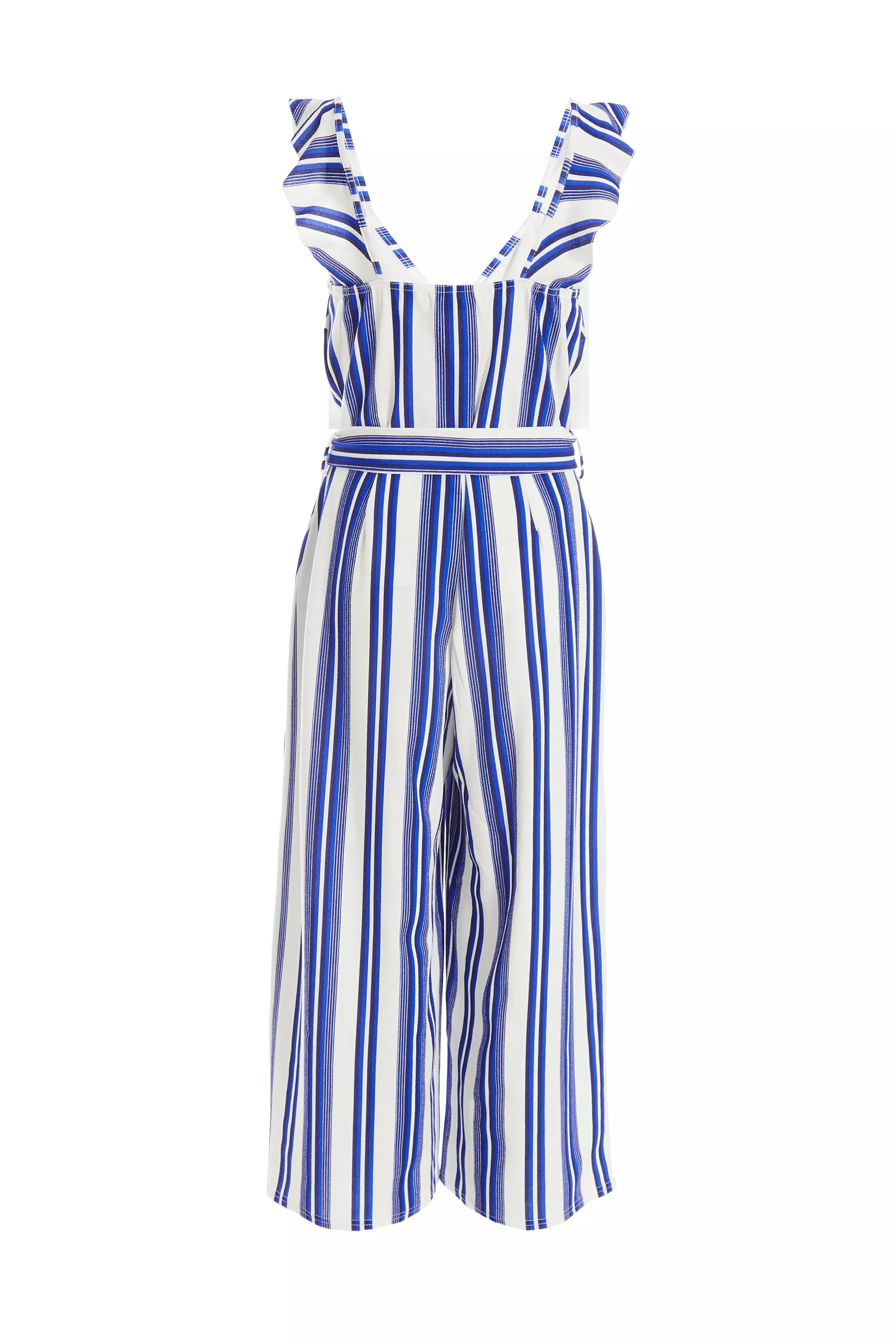 Royal Blue Striped Culotte Jumpsuit