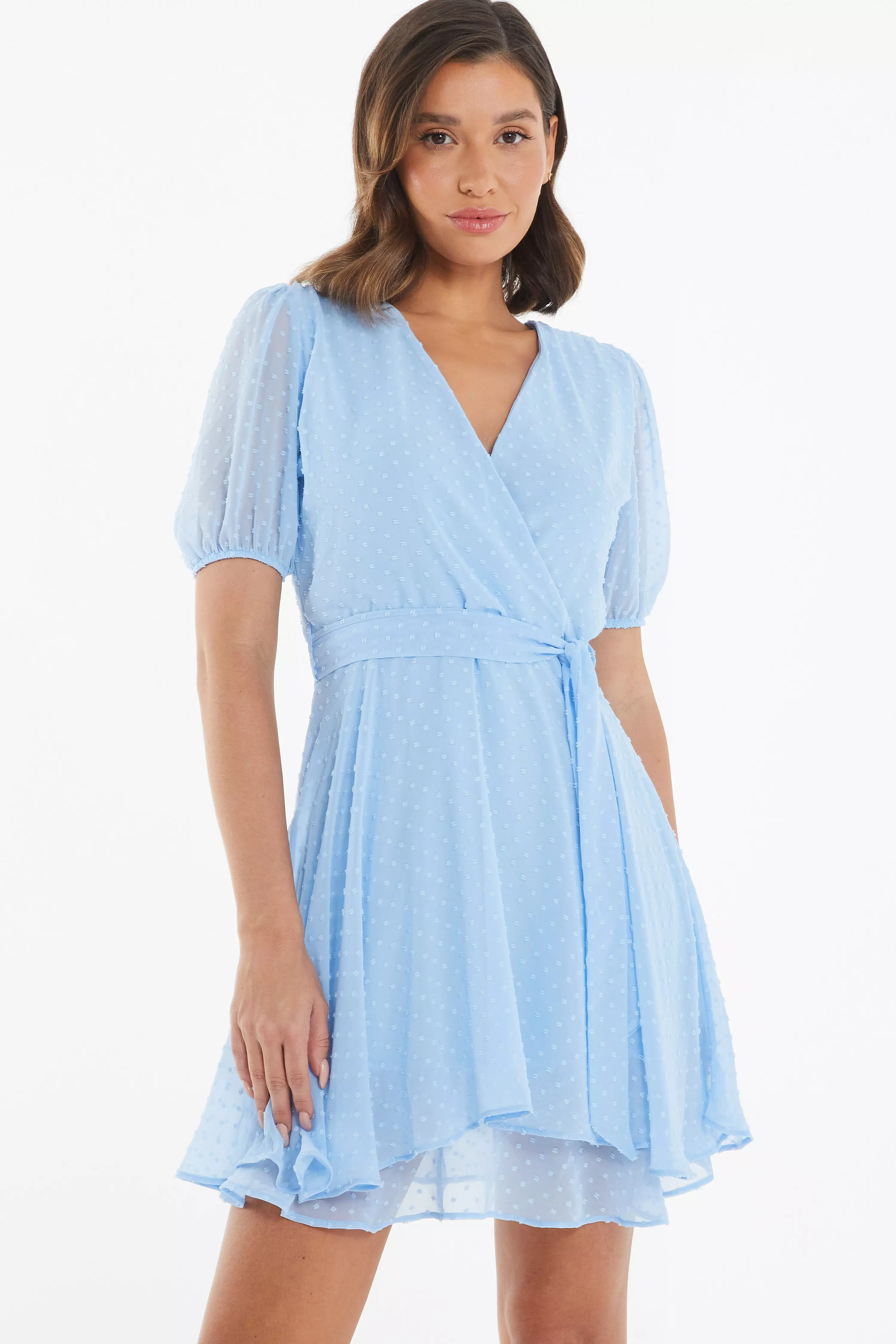 Light Blue Jacquard Skater Dress