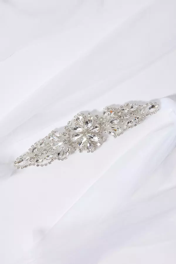 Bridal White Diamante Tulle Belt