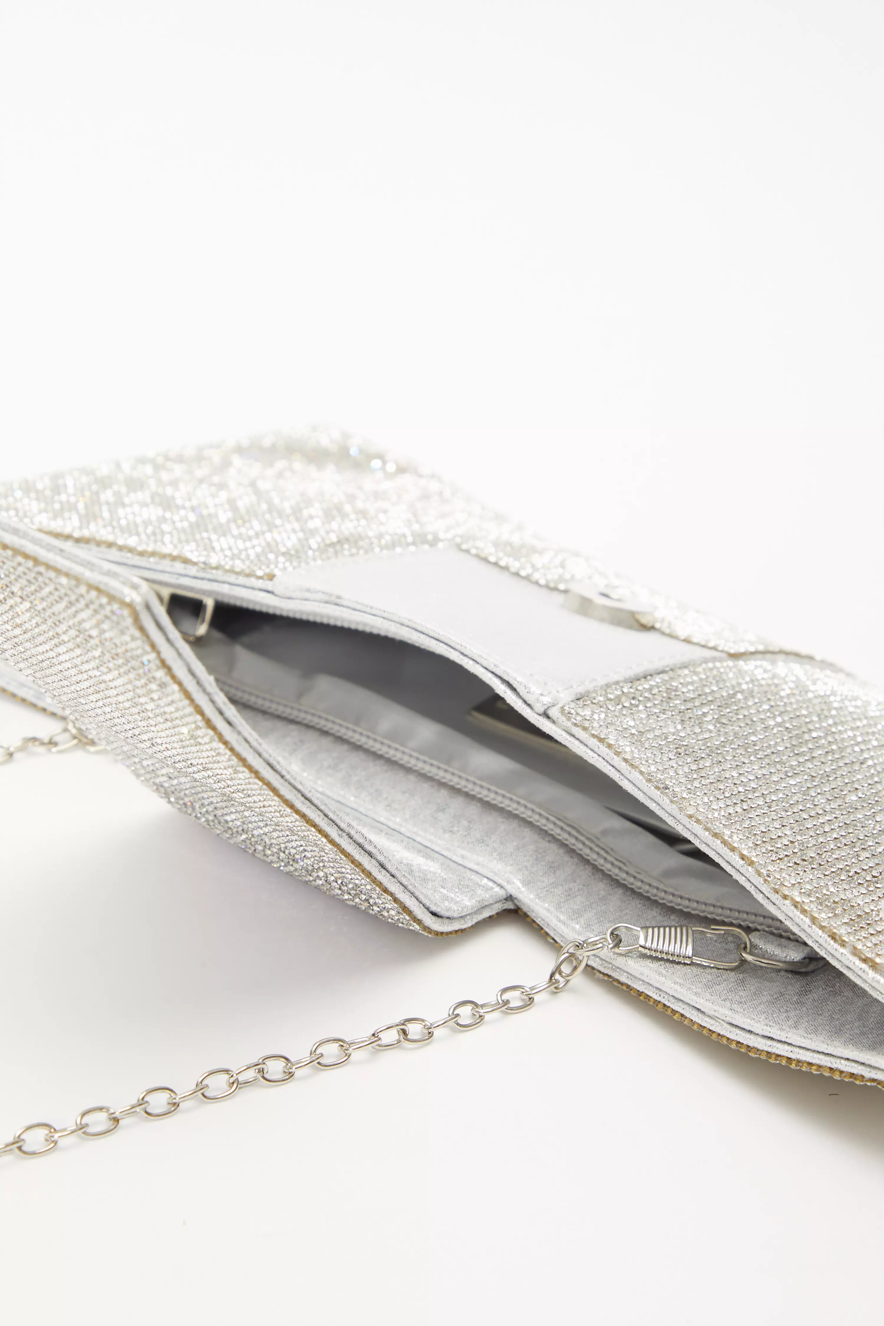 Silver Diamante Bow Bag
