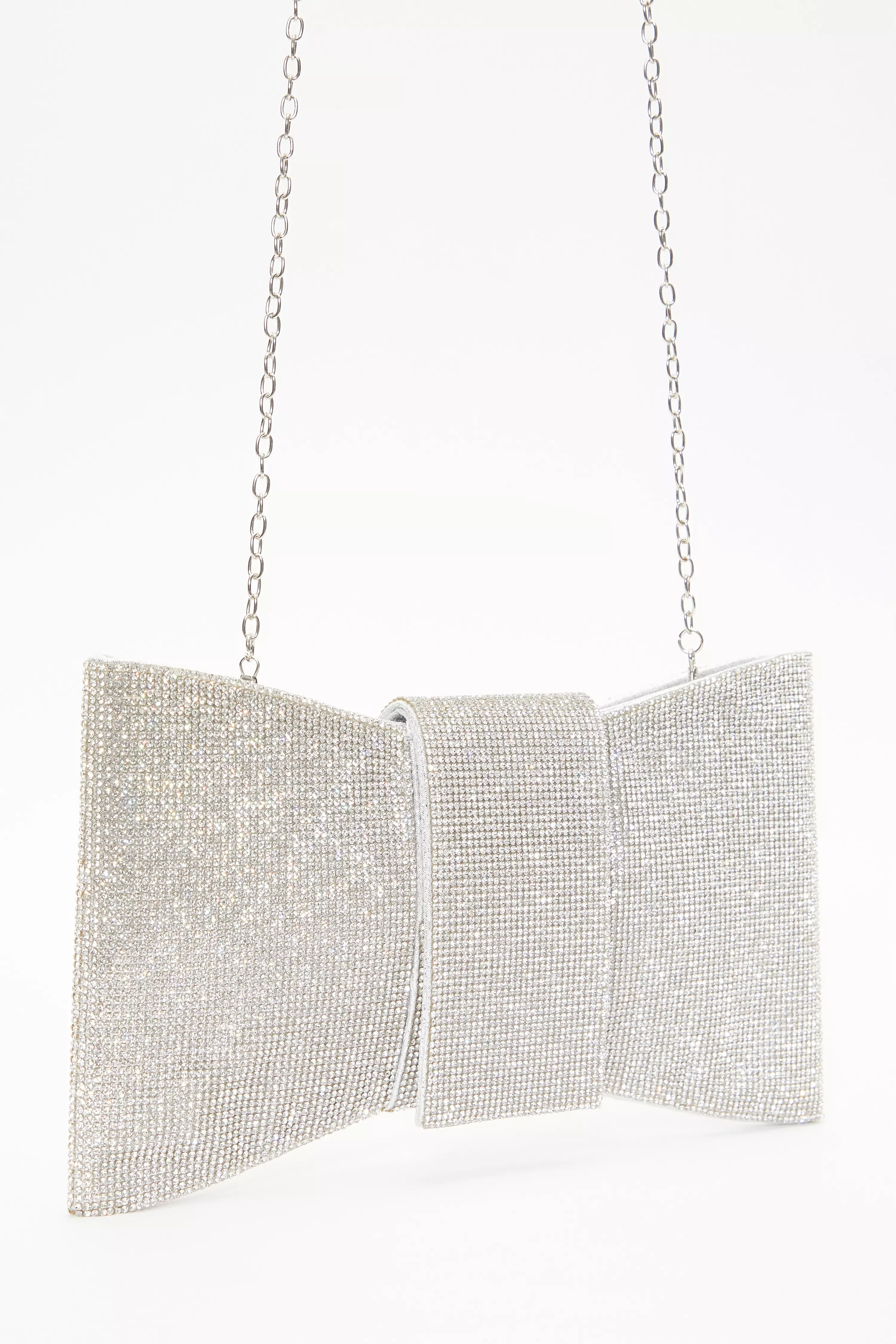 Silver Diamante Bow Bag