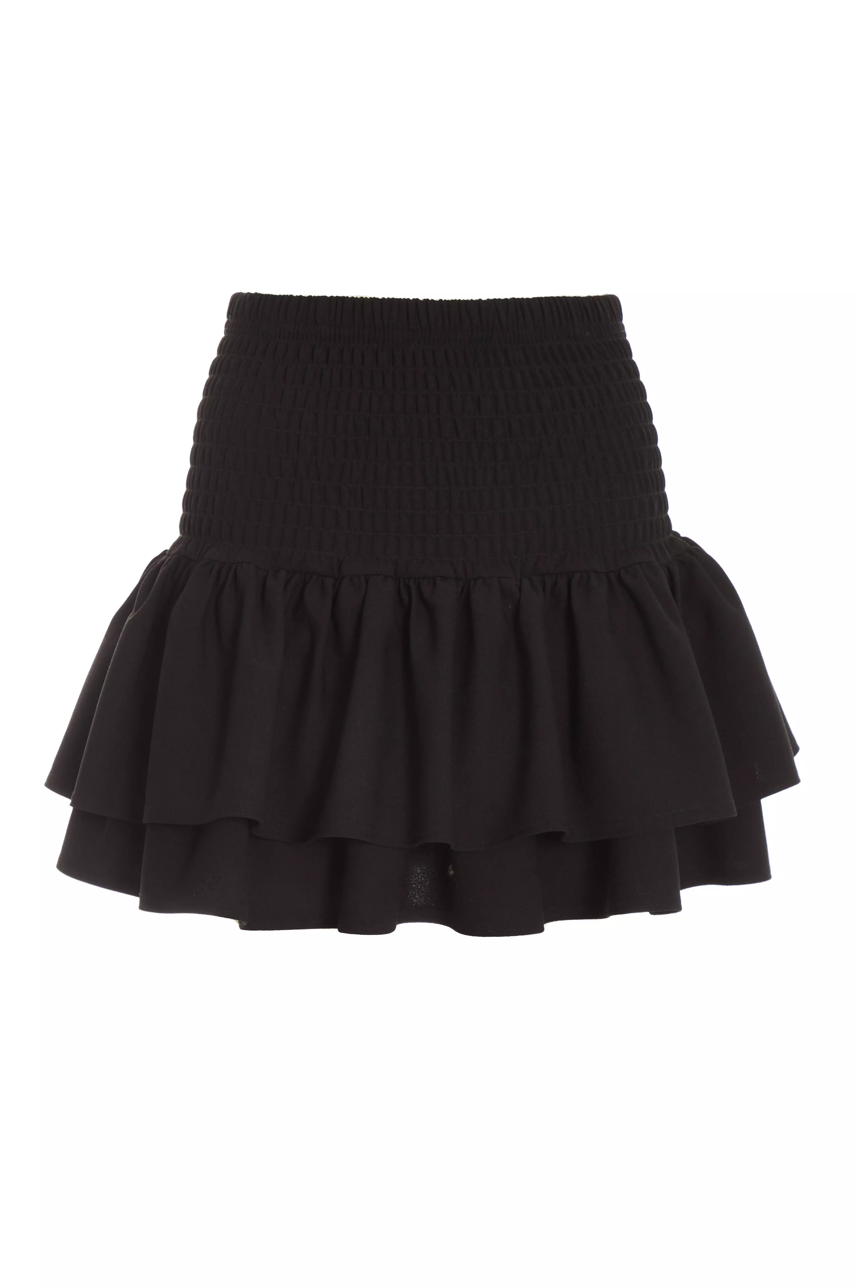 Black ruched shop frill skirt