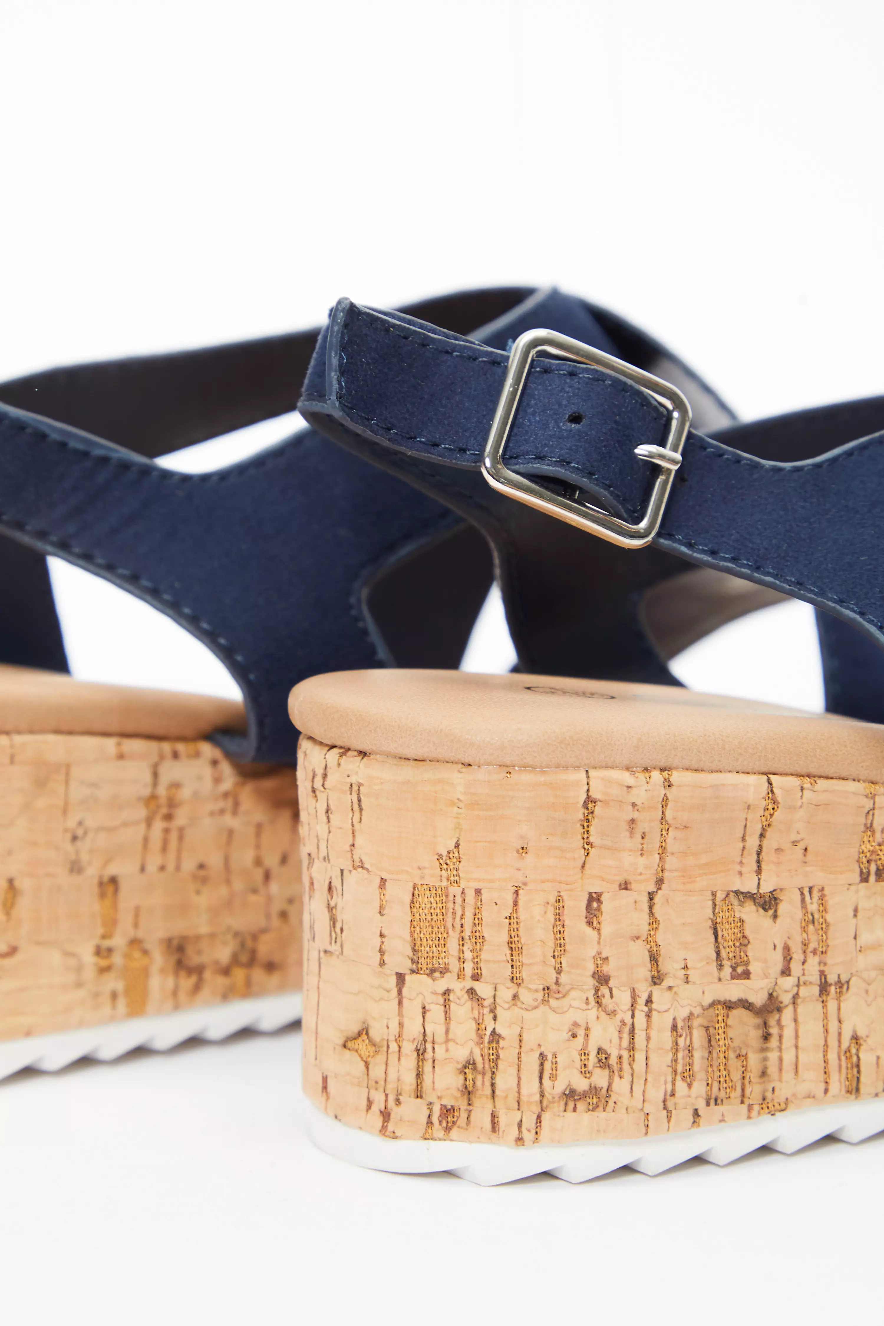 Navy Faux Suede Wedge