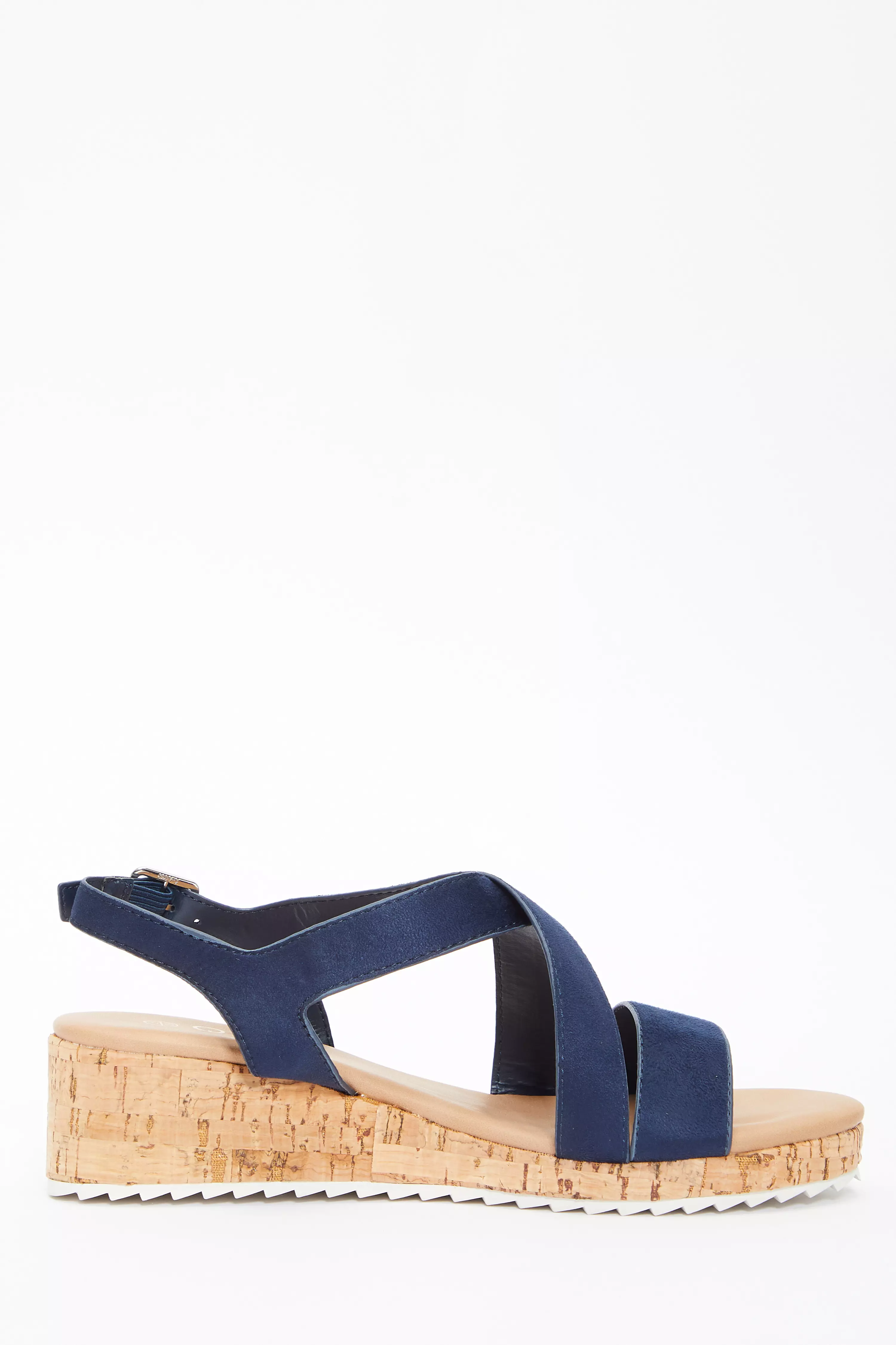 Navy Faux Suede Wedge