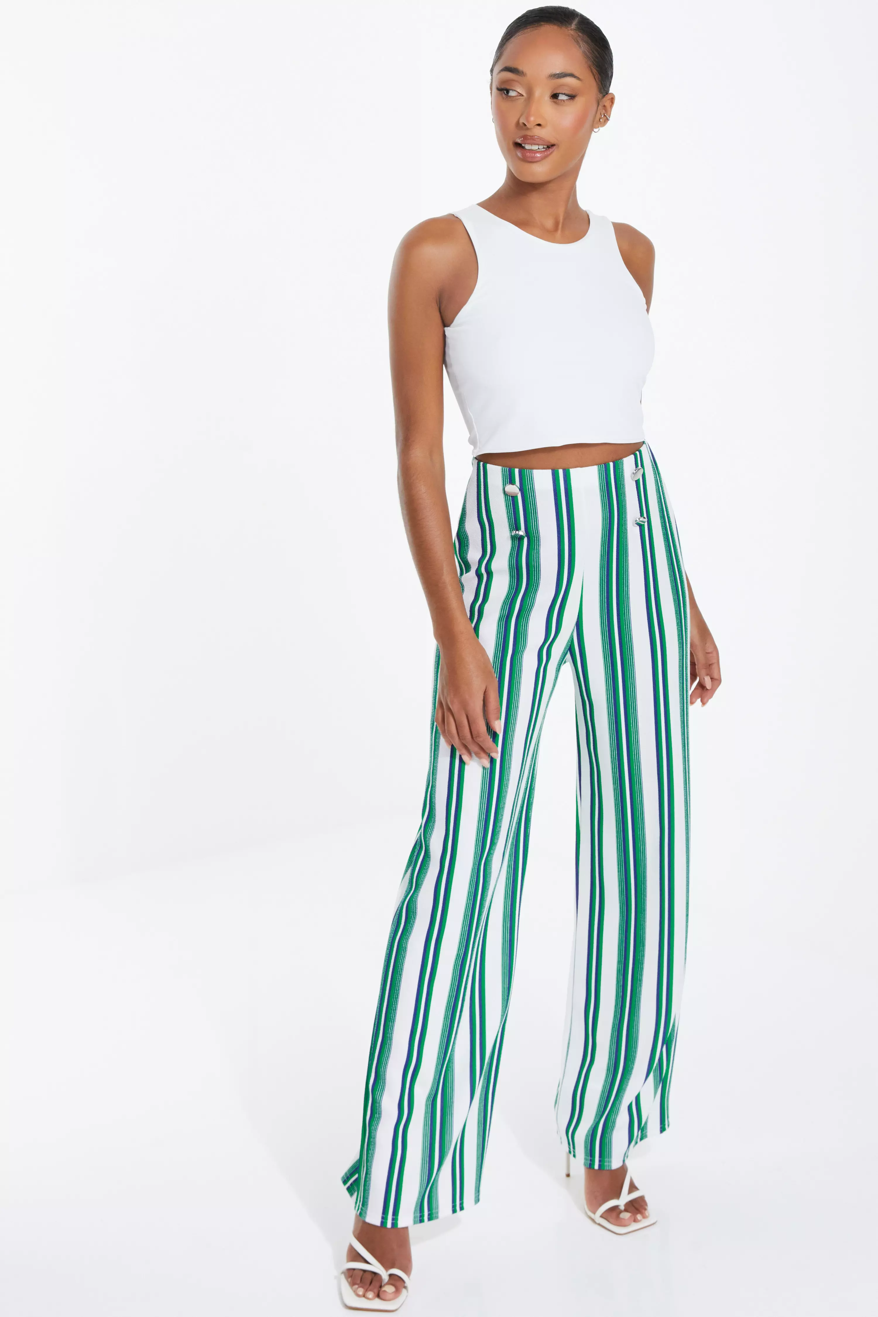 Green striped sale palazzo pants