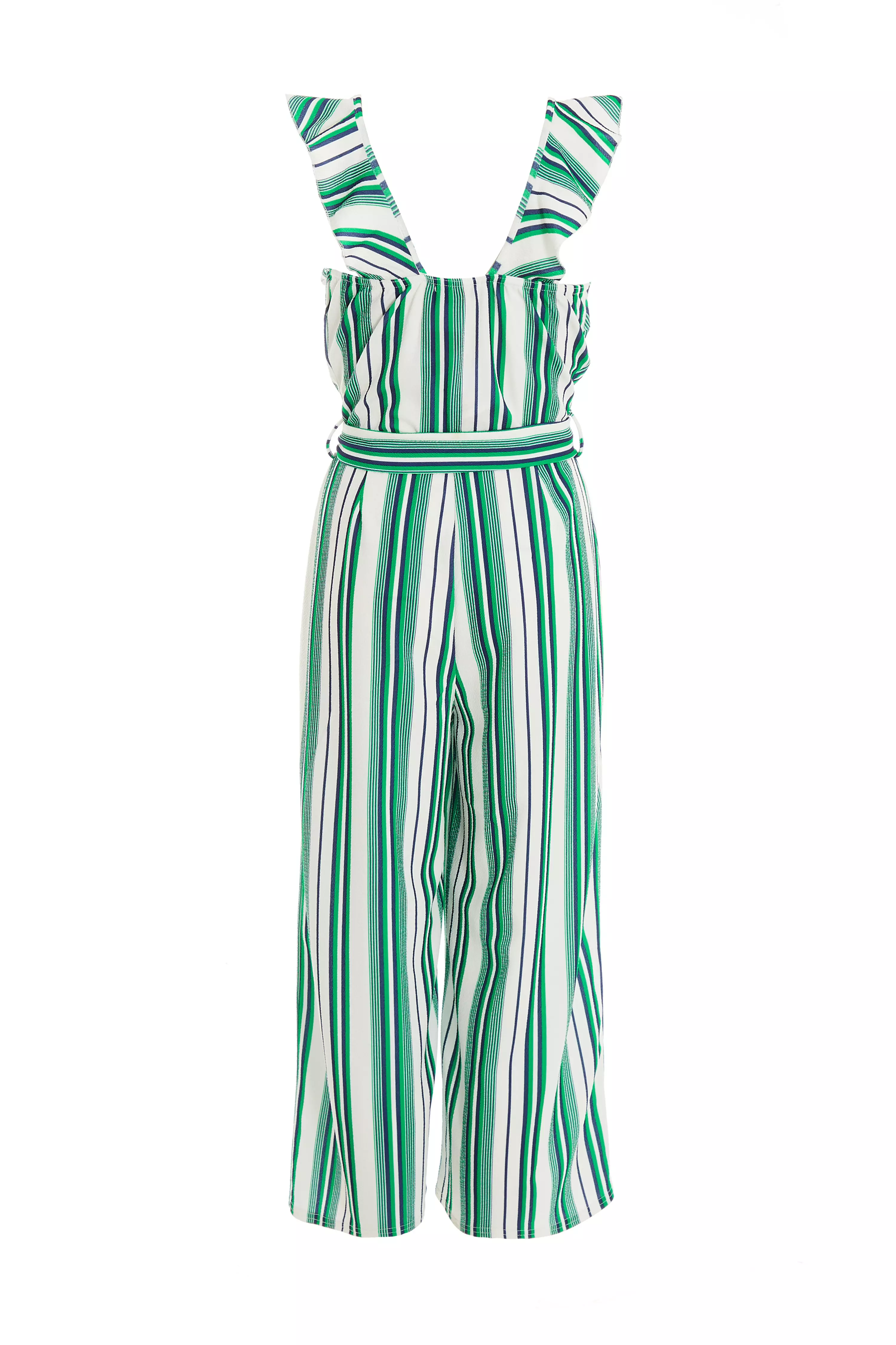 Green Striped Culotte Jumpsuit